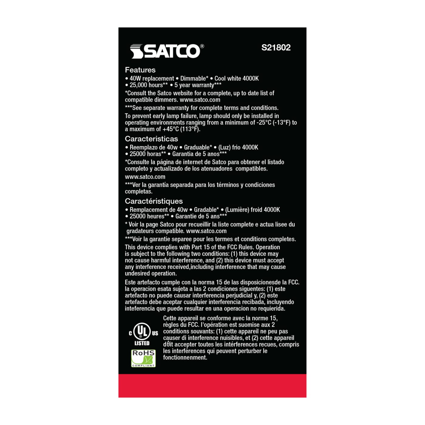 6A19/OMNI/220/LED/E12/40K - S21802