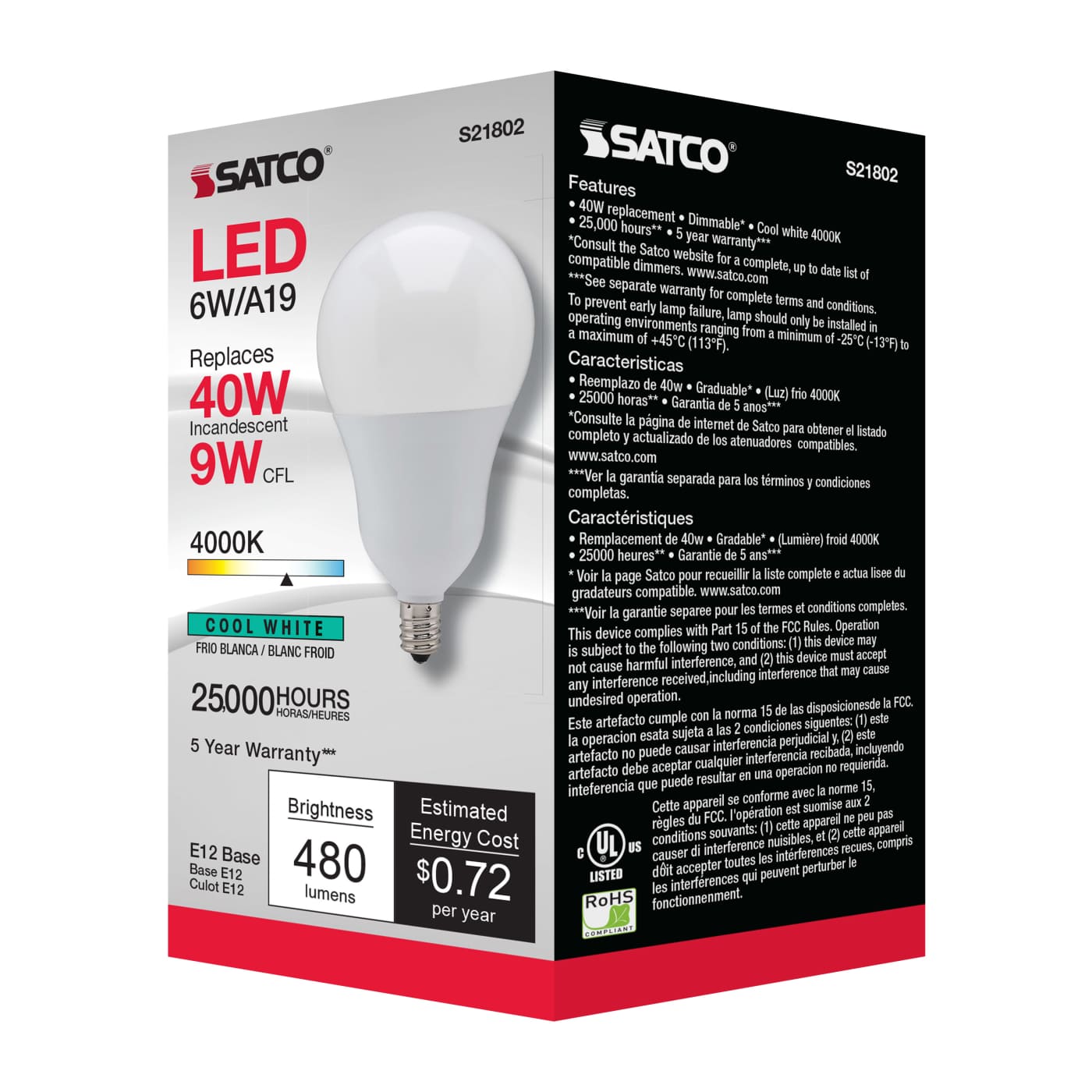 6A19/OMNI/220/LED/E12/40K - S21802