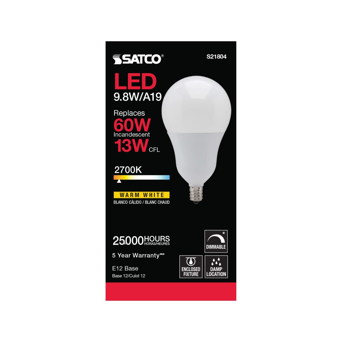 9.8A19/OMNI/220/LED/E12/27K - S21804