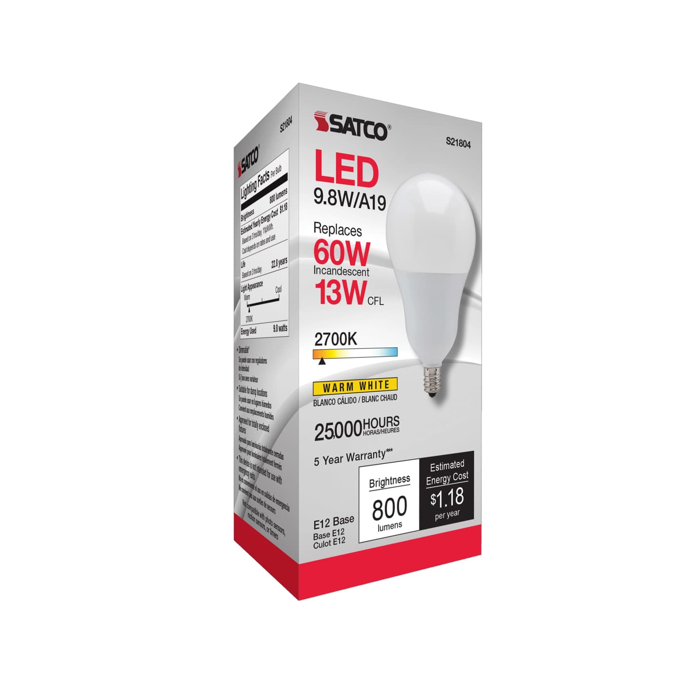 9.8A19/OMNI/220/LED/E12/27K - S21804