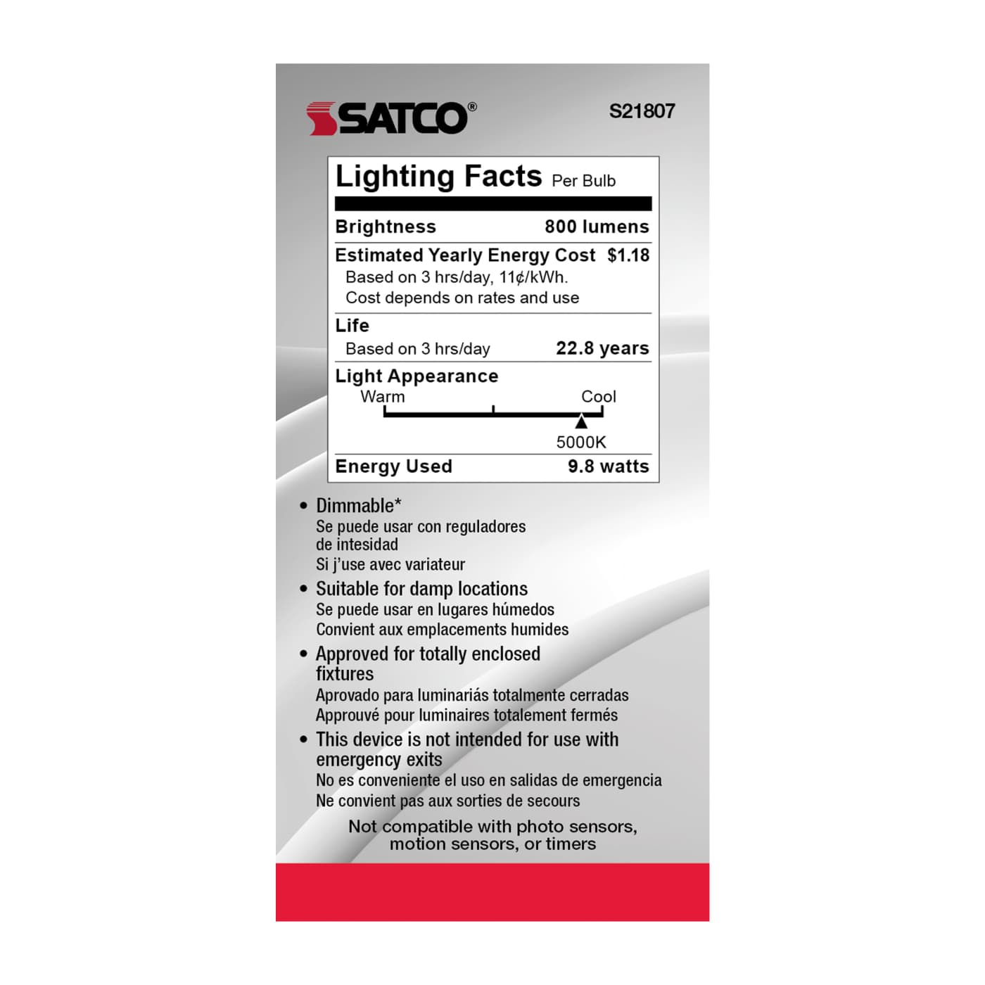 9.8A19/OMNI/220/LED/E12/50K - S21807