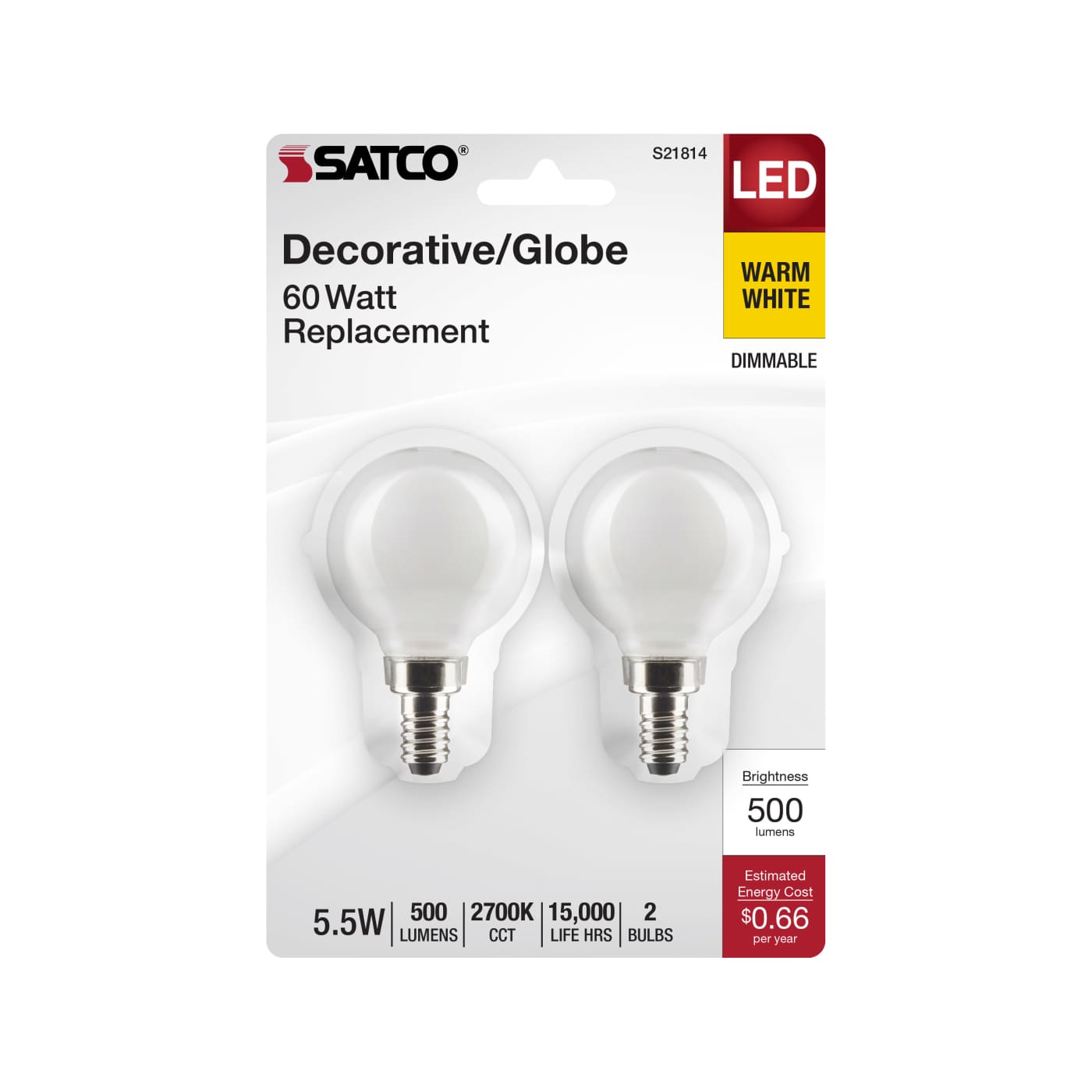 5.5G16.5/LED/WH/927/120V/E12/2 - S21814