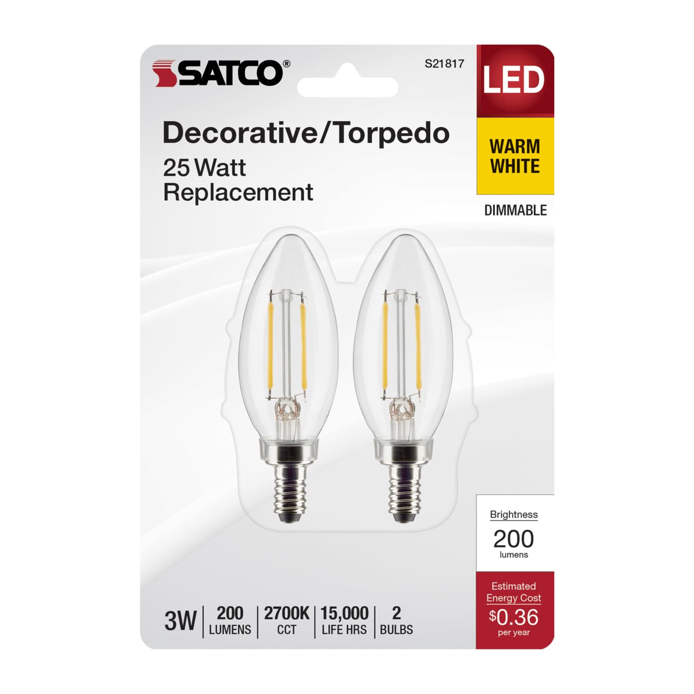 3B11/LED/927/CL/120V/E12/2CD - S21817