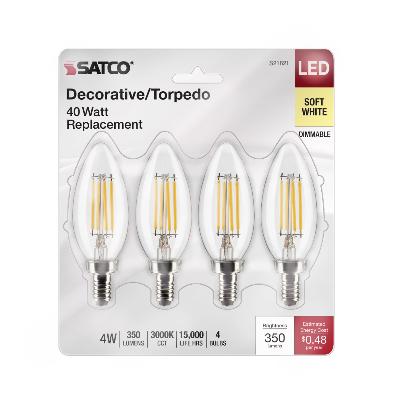 4B11/LED/930/CL/120V/E12/4CD - S21821
