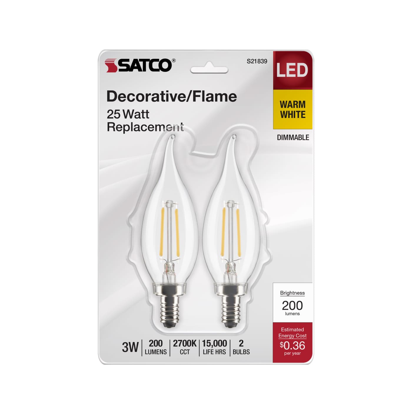 3CA10/LED/927/CL/120V/E12/2CD - S21839