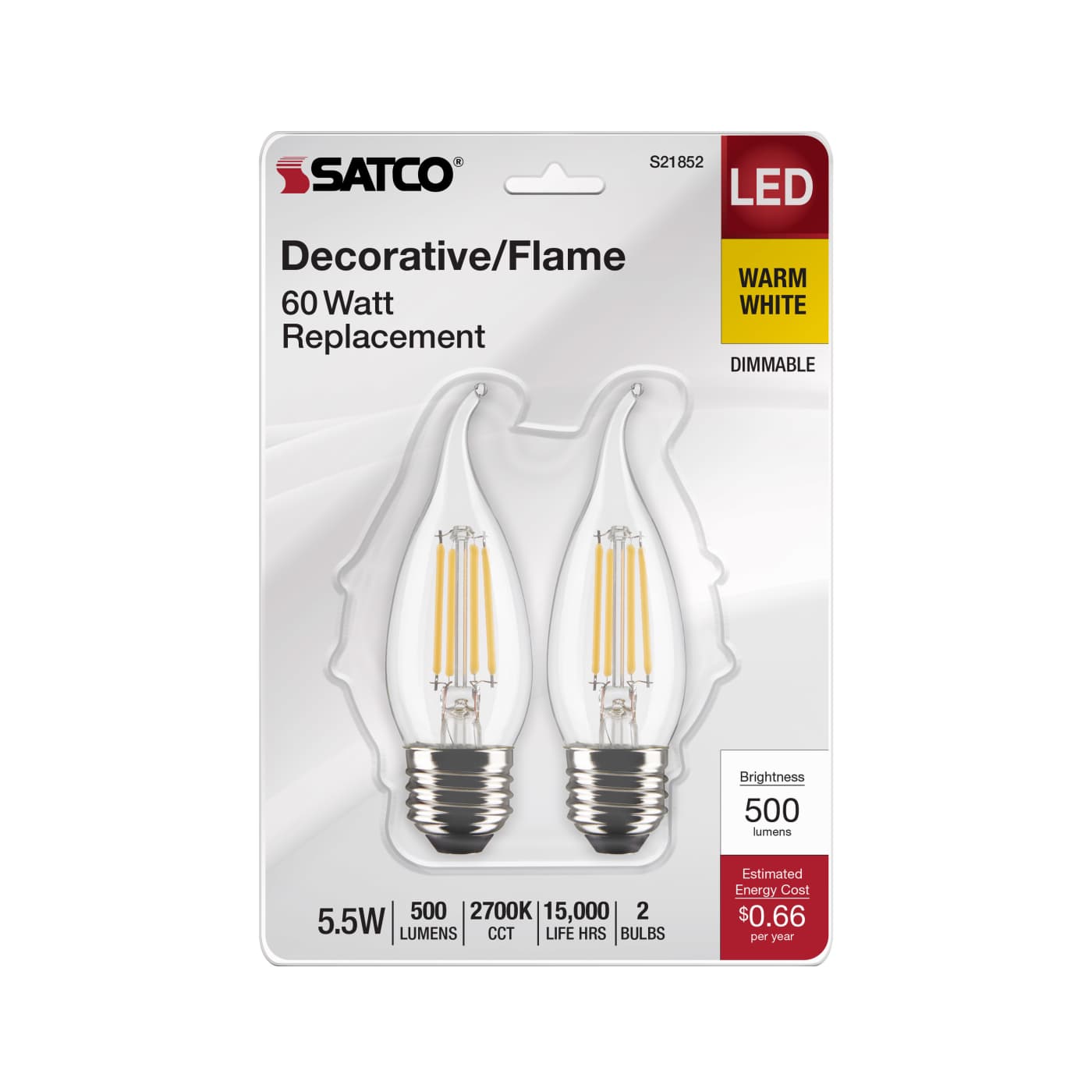 5.5CA10/LED/927/CL/120V/E26/2C - S21852