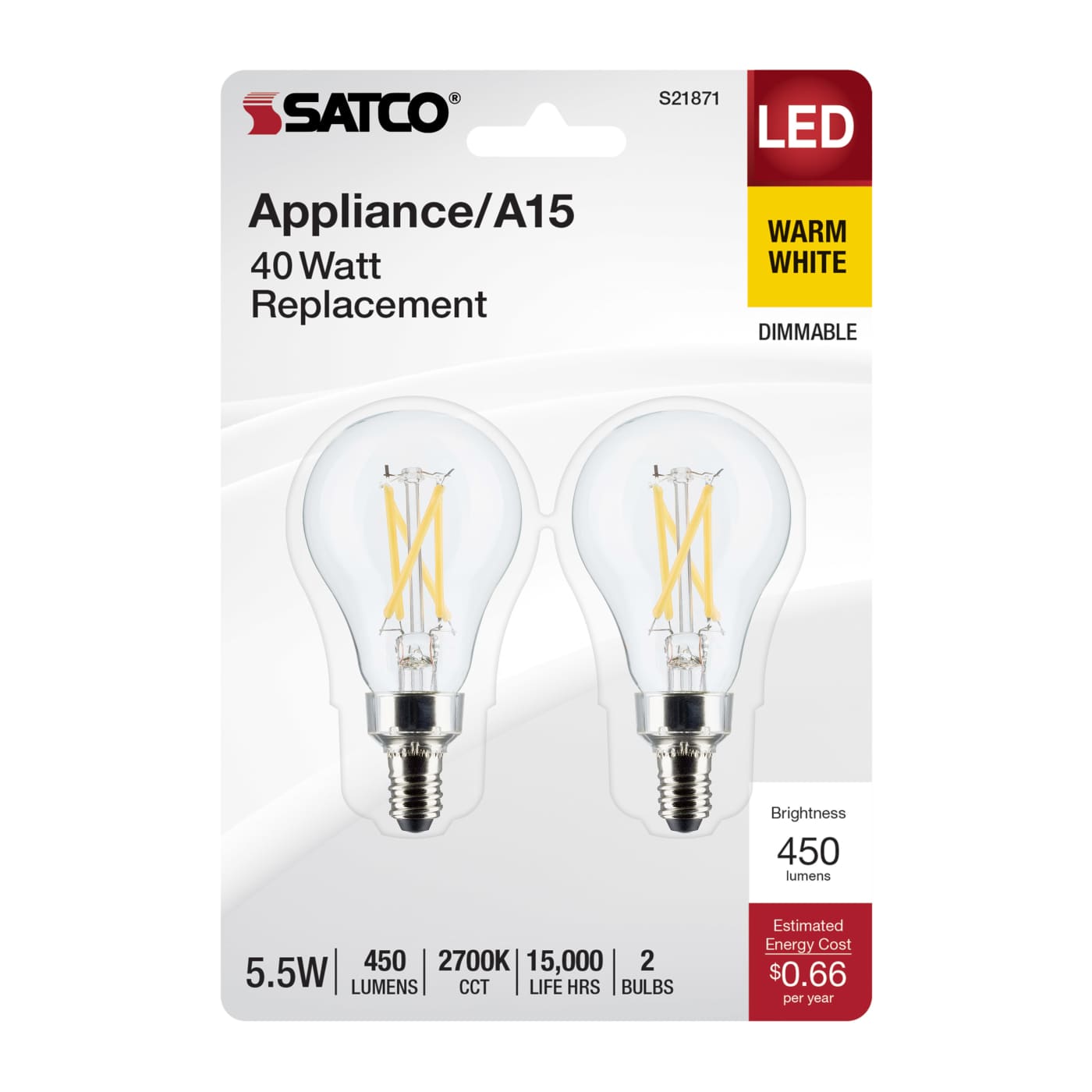 5.5A15/CL/LED/927/E12/2CD - S21871