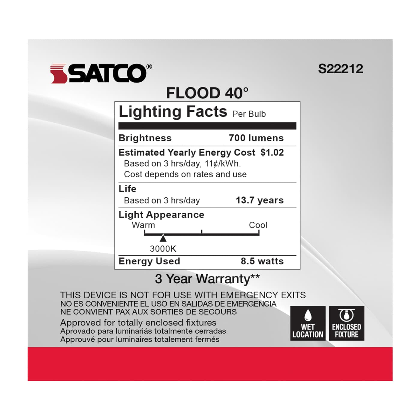 8.5PAR30S/LED/930/FL/120V - S22212