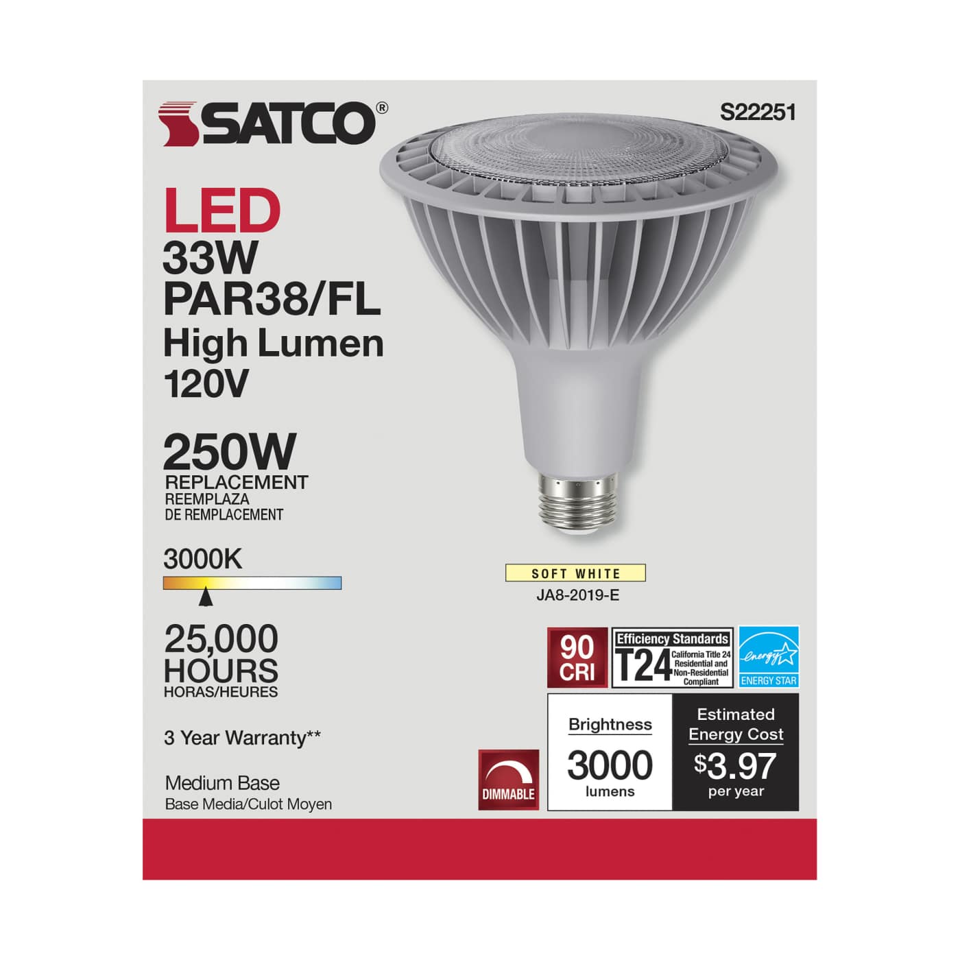 33PAR38/LED/930/HL/120V/FL/D - S22251
