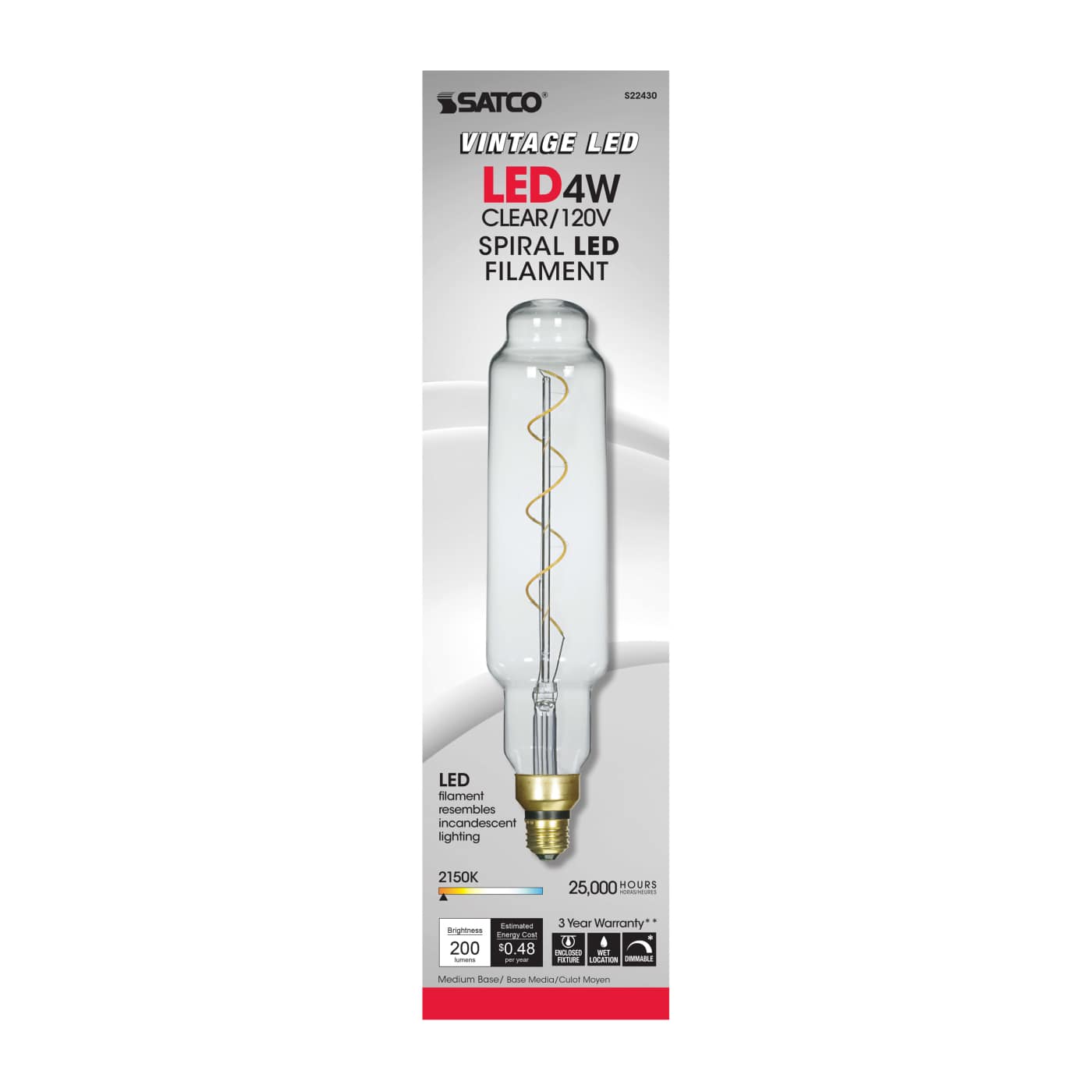 4T24/LED/CL/E26/VINTAGE/120V - S22430