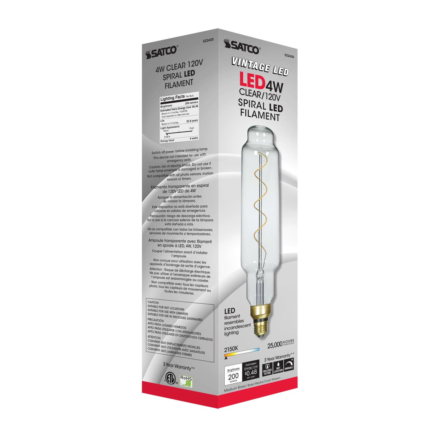 4T24/LED/CL/E26/VINTAGE/120V - S22430