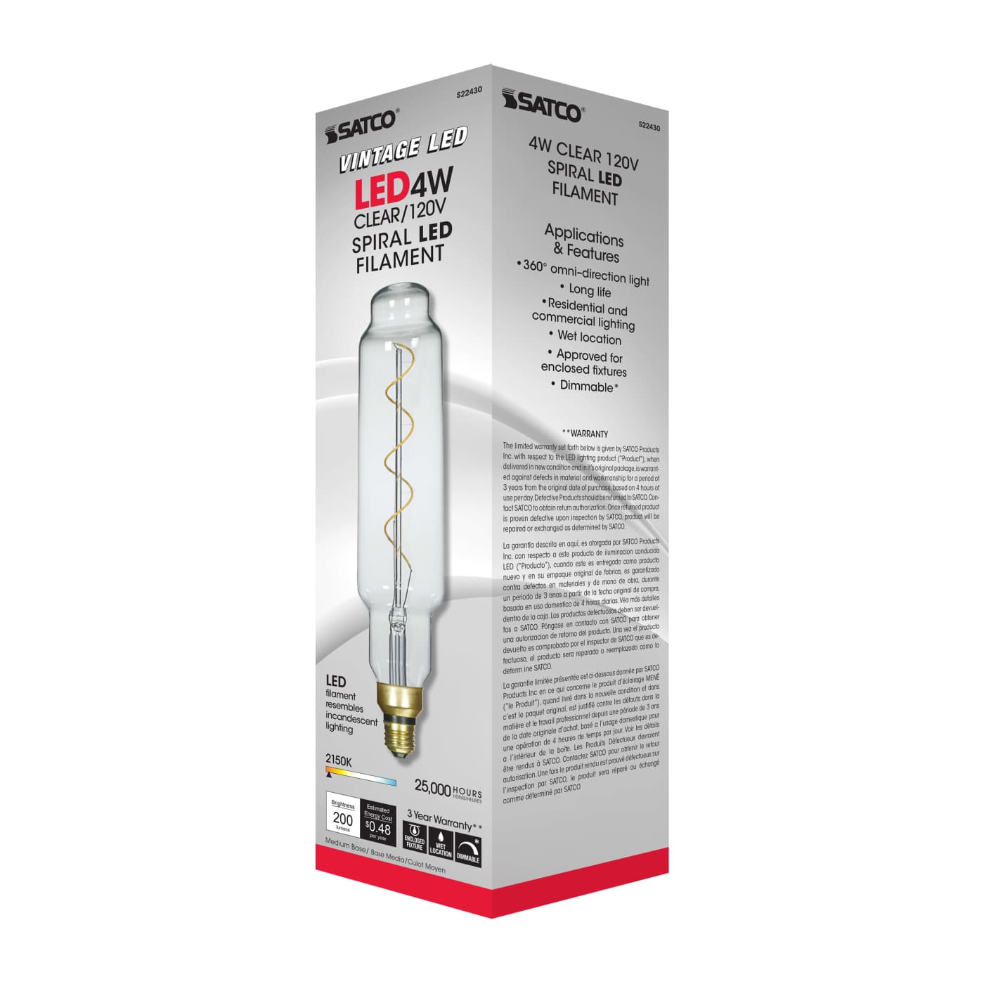 4T24/LED/CL/E26/VINTAGE/120V - S22430