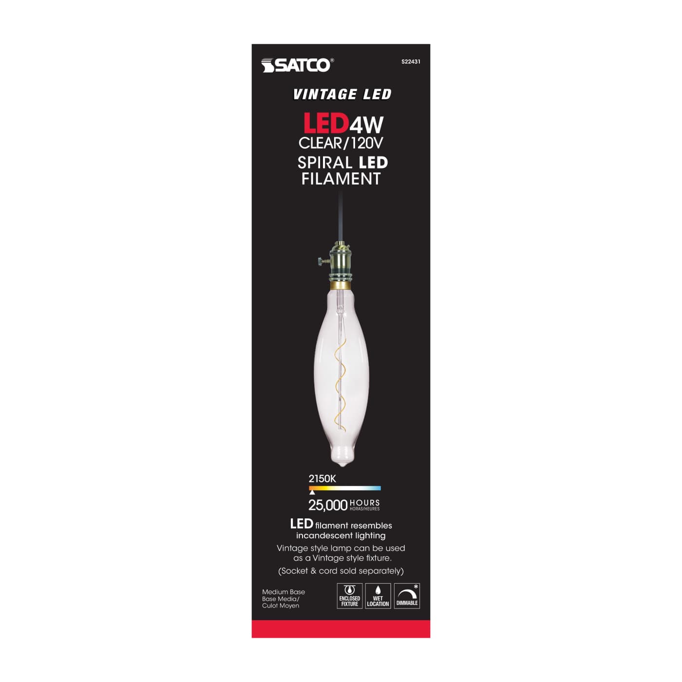 4BT38/LED/CL/E26/VINTAGE/120V - S22431