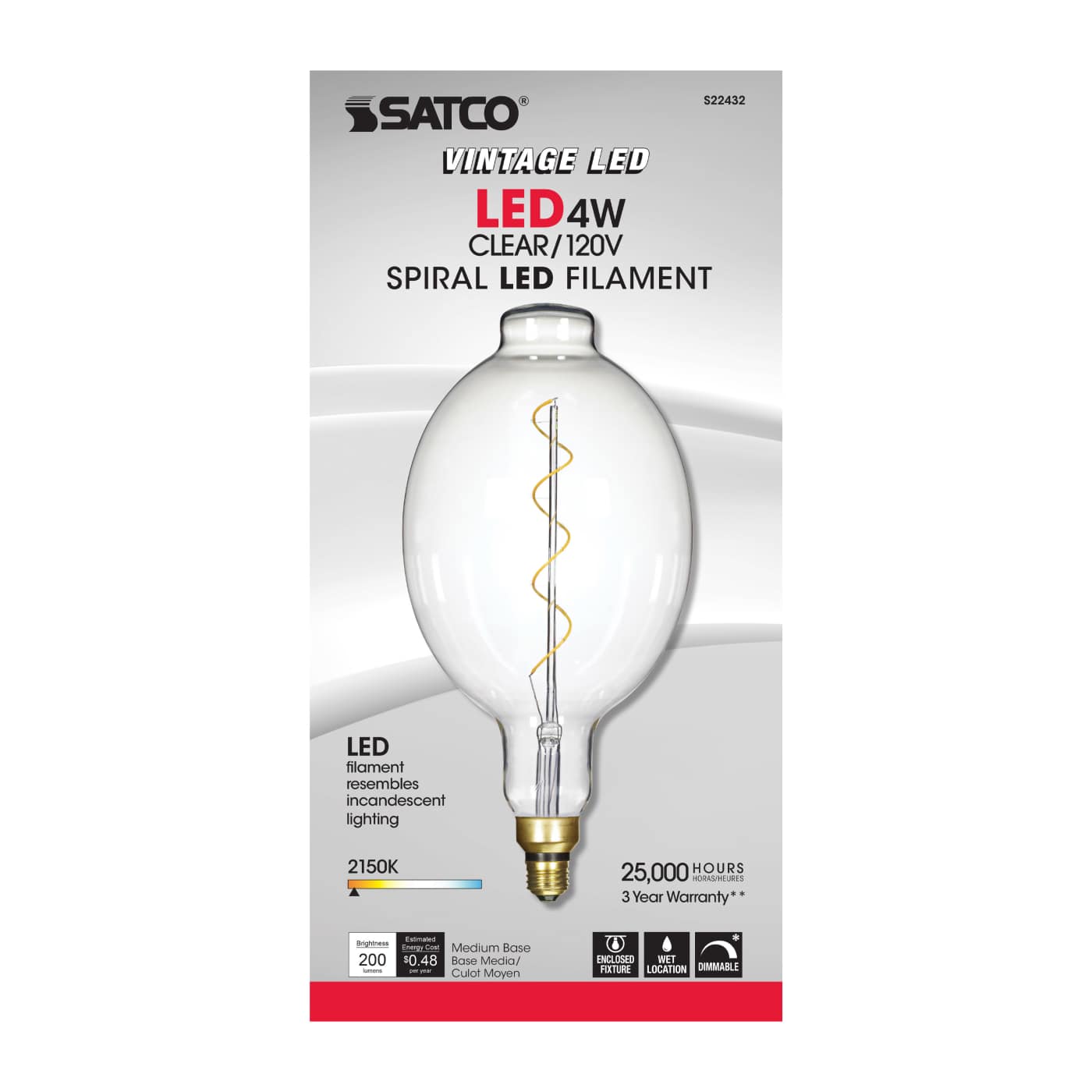 4BT56/LED/CL/E26/VINTAGE/120V - S22432