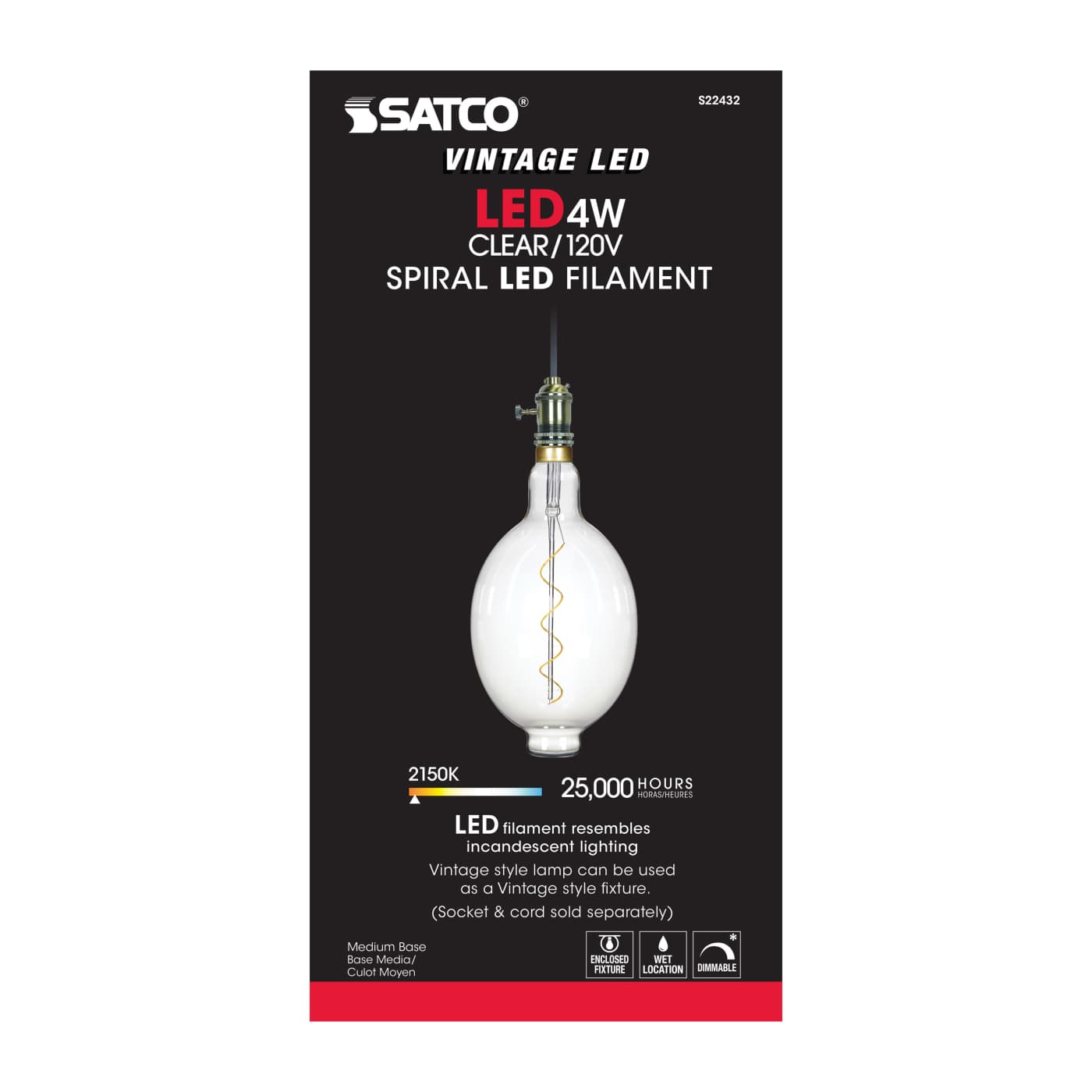 4BT56/LED/CL/E26/VINTAGE/120V - S22432