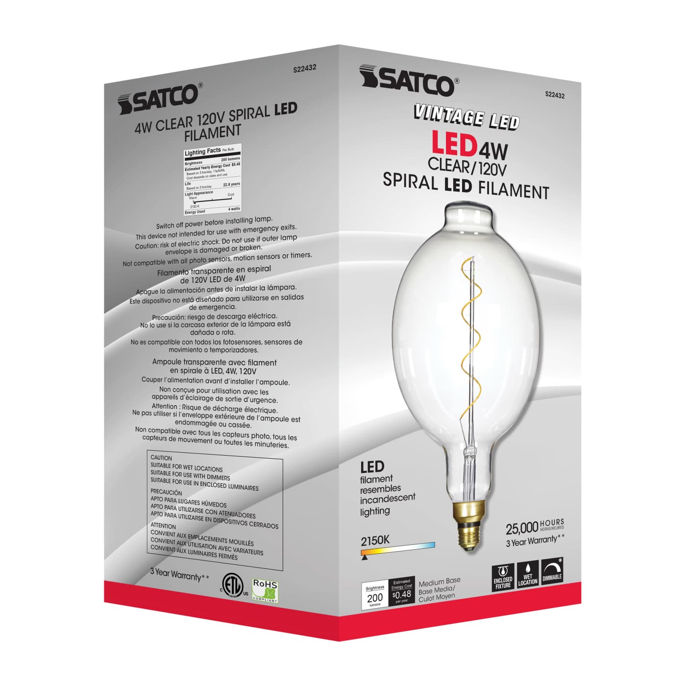 4BT56/LED/CL/E26/VINTAGE/120V - S22432