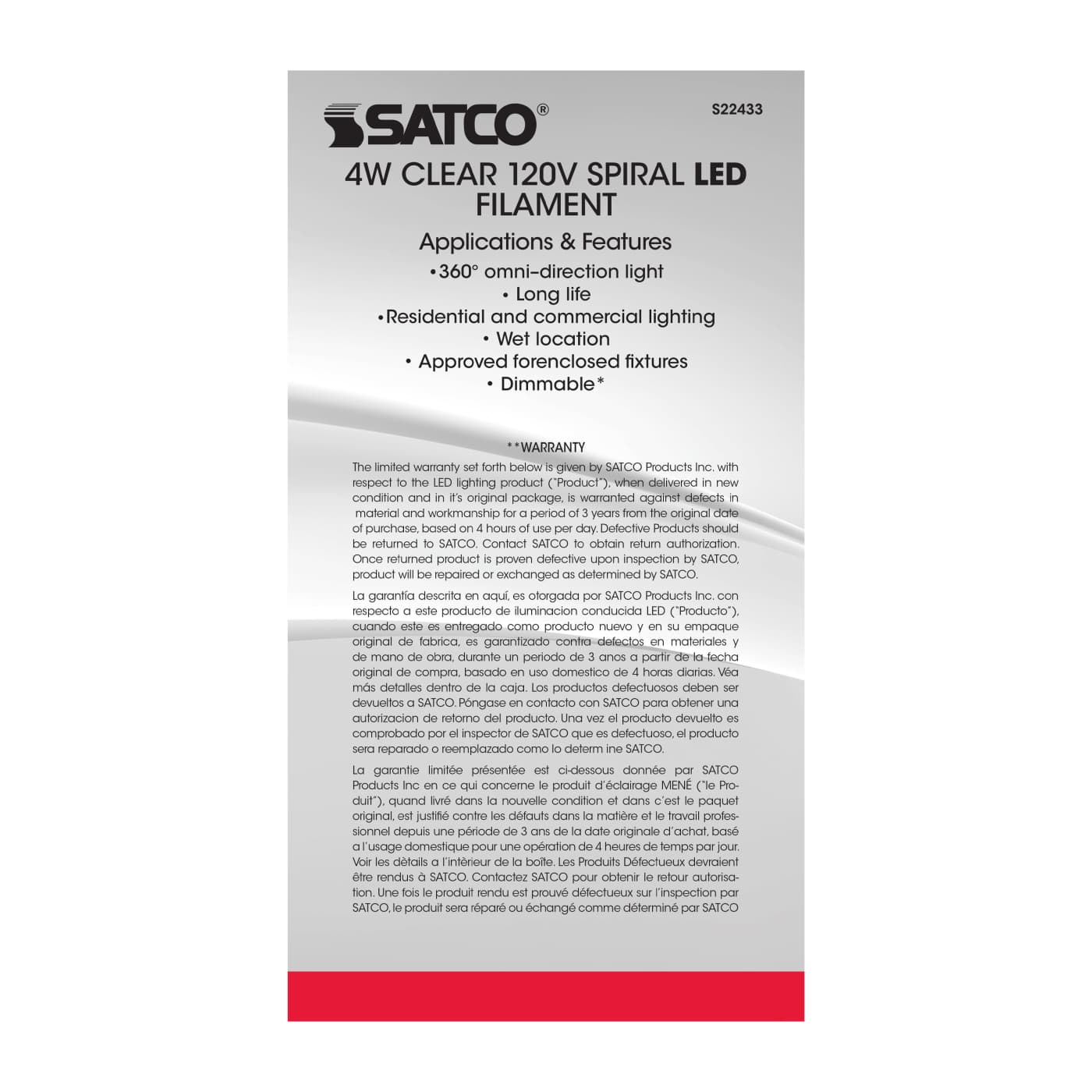 4PS52/LED/CL/E26/VINTAGE/120V - S22433