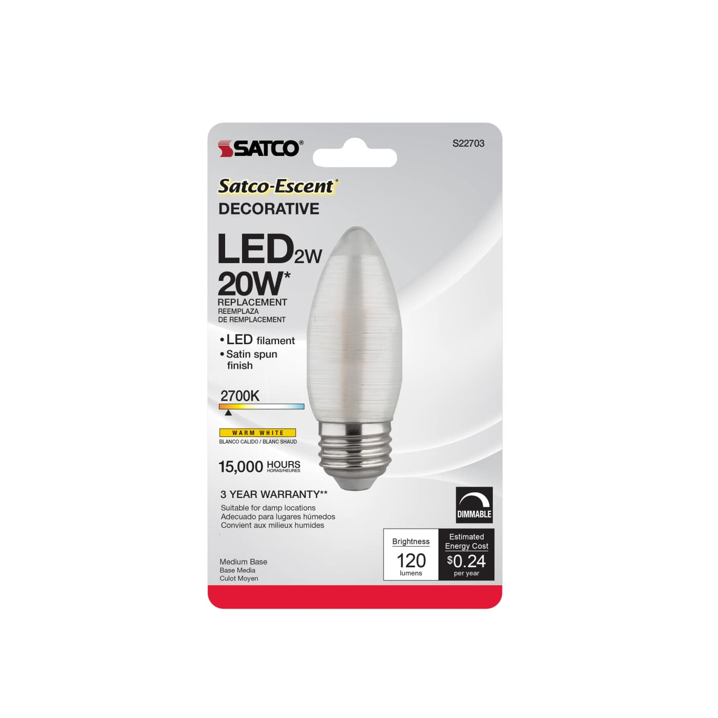 2C11/LED/SA/E26/27K/120V/CD - S22703