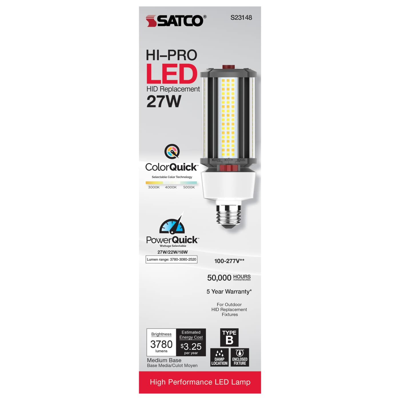 27W/LED/CCT/100-277V/E26 - S23148