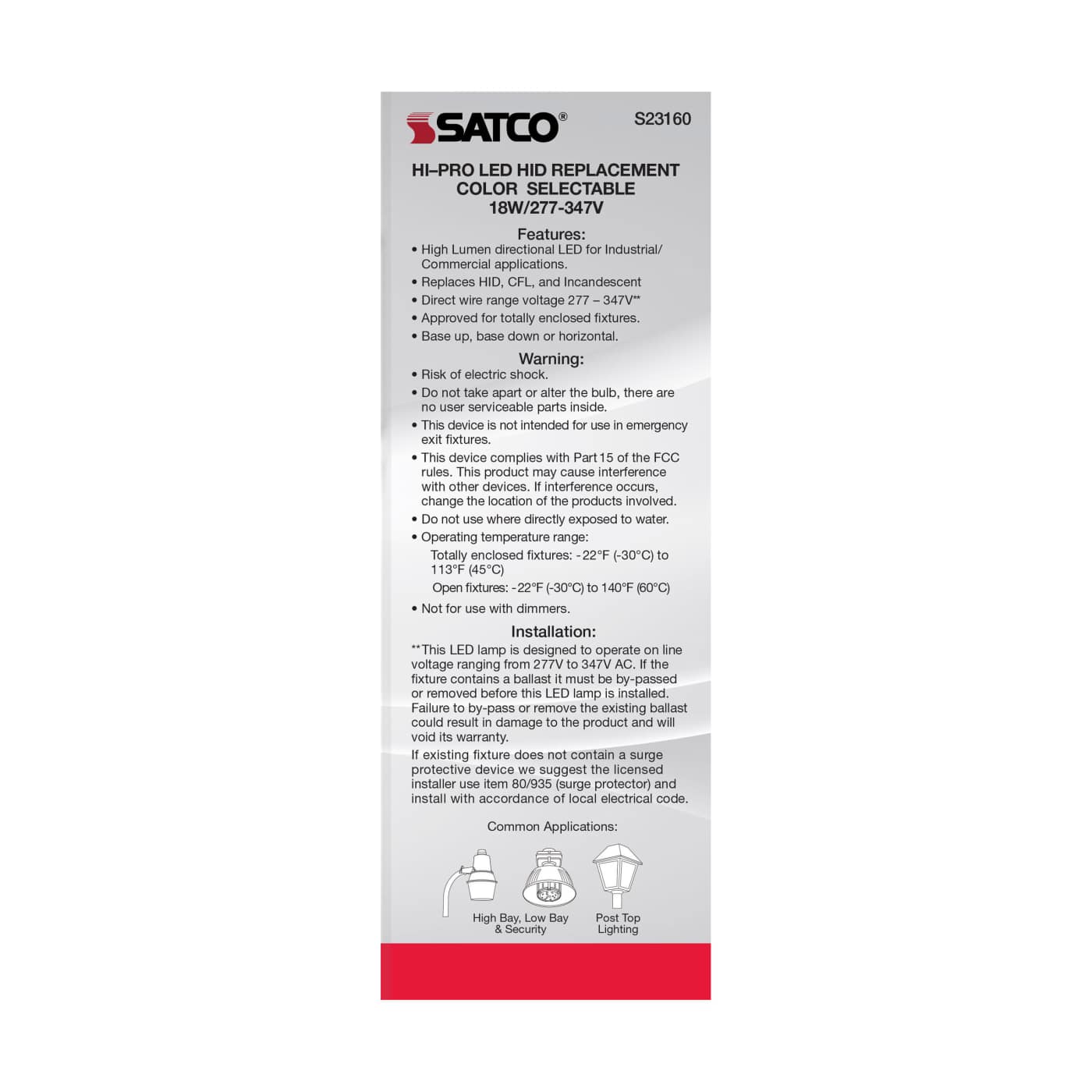18W/LED/CCT/277-347V/E26 - S23160