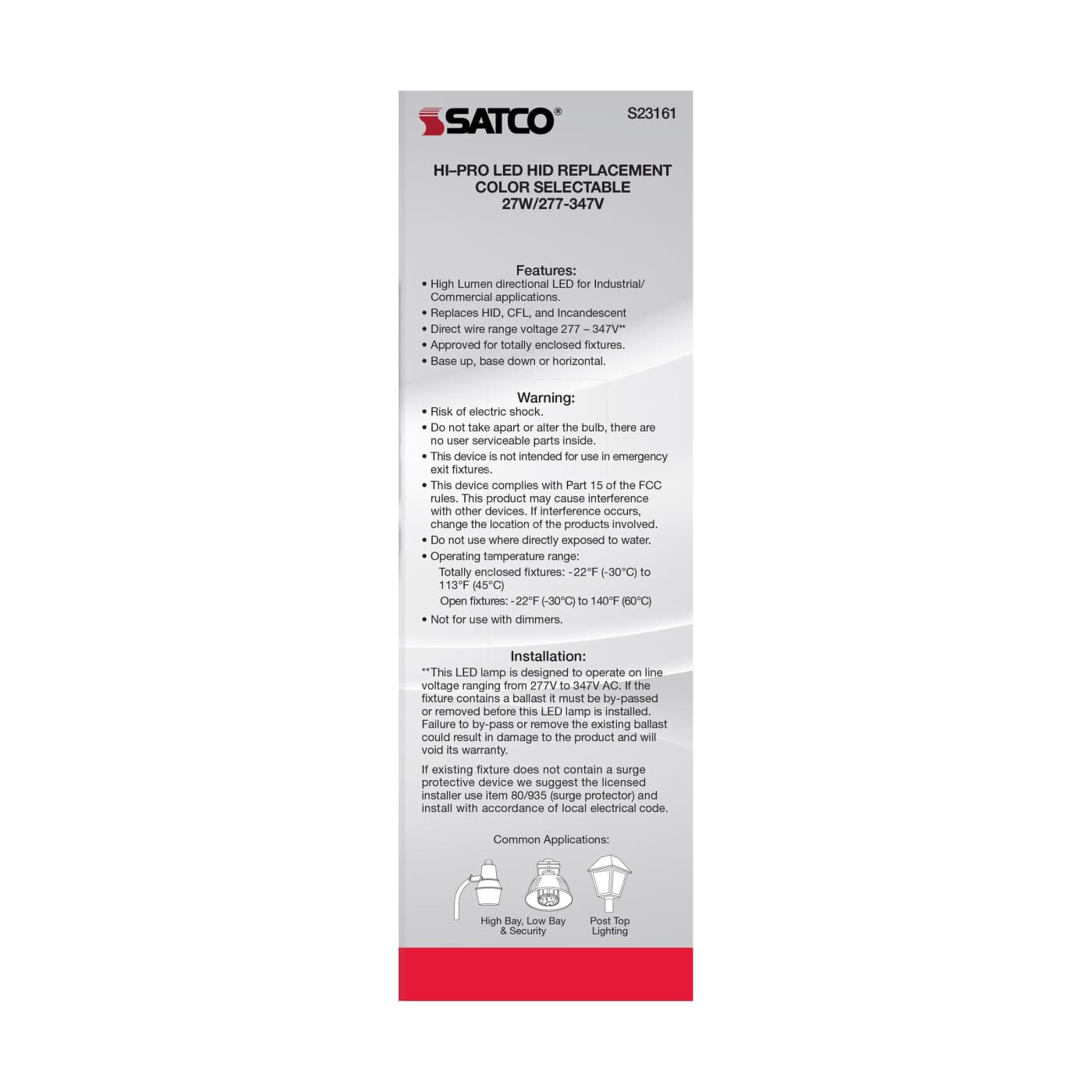 27W/LED/CCT/277-347V/E26 - S23161
