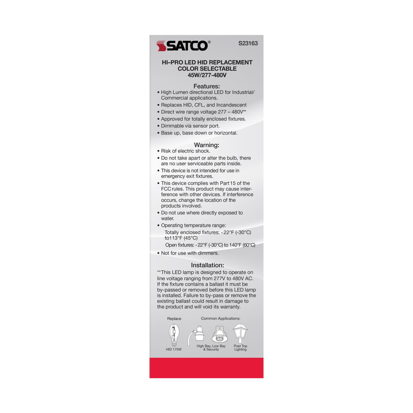 45W/LED/CCT/277-480V/E26 - S23163