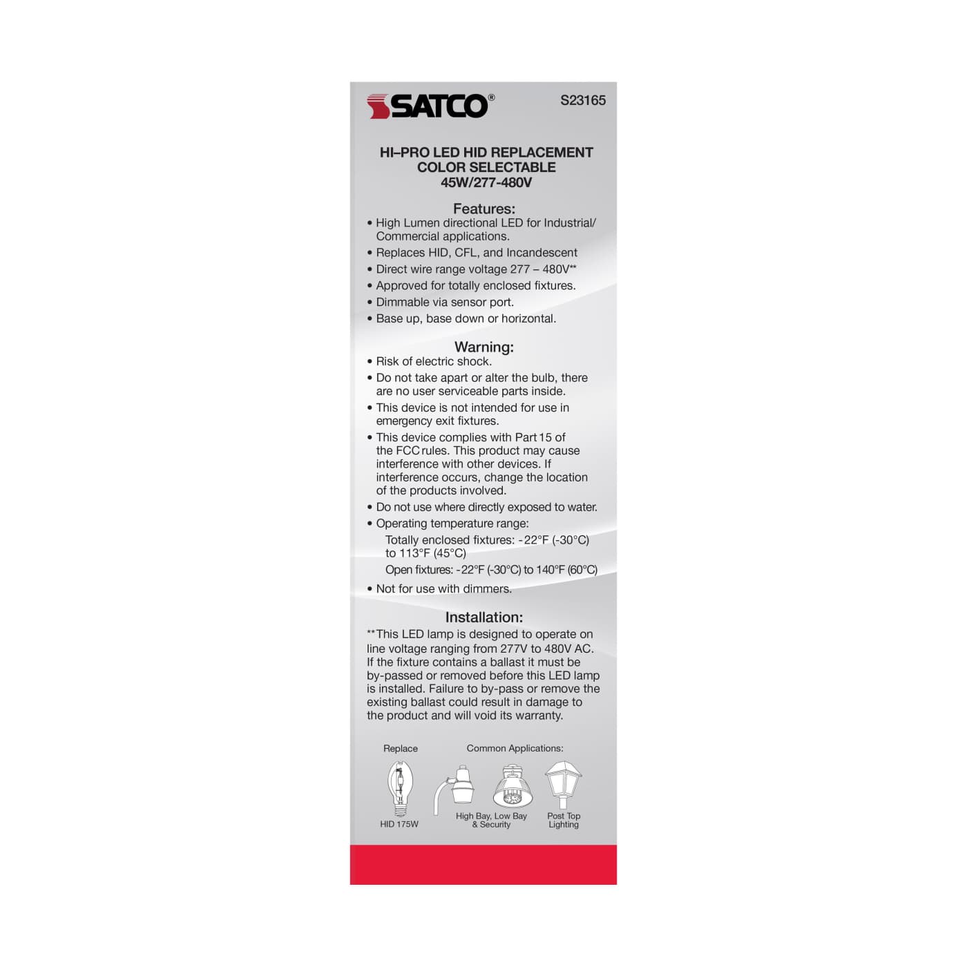 45W/LED/CCT/277-480V/EX39 - S23165