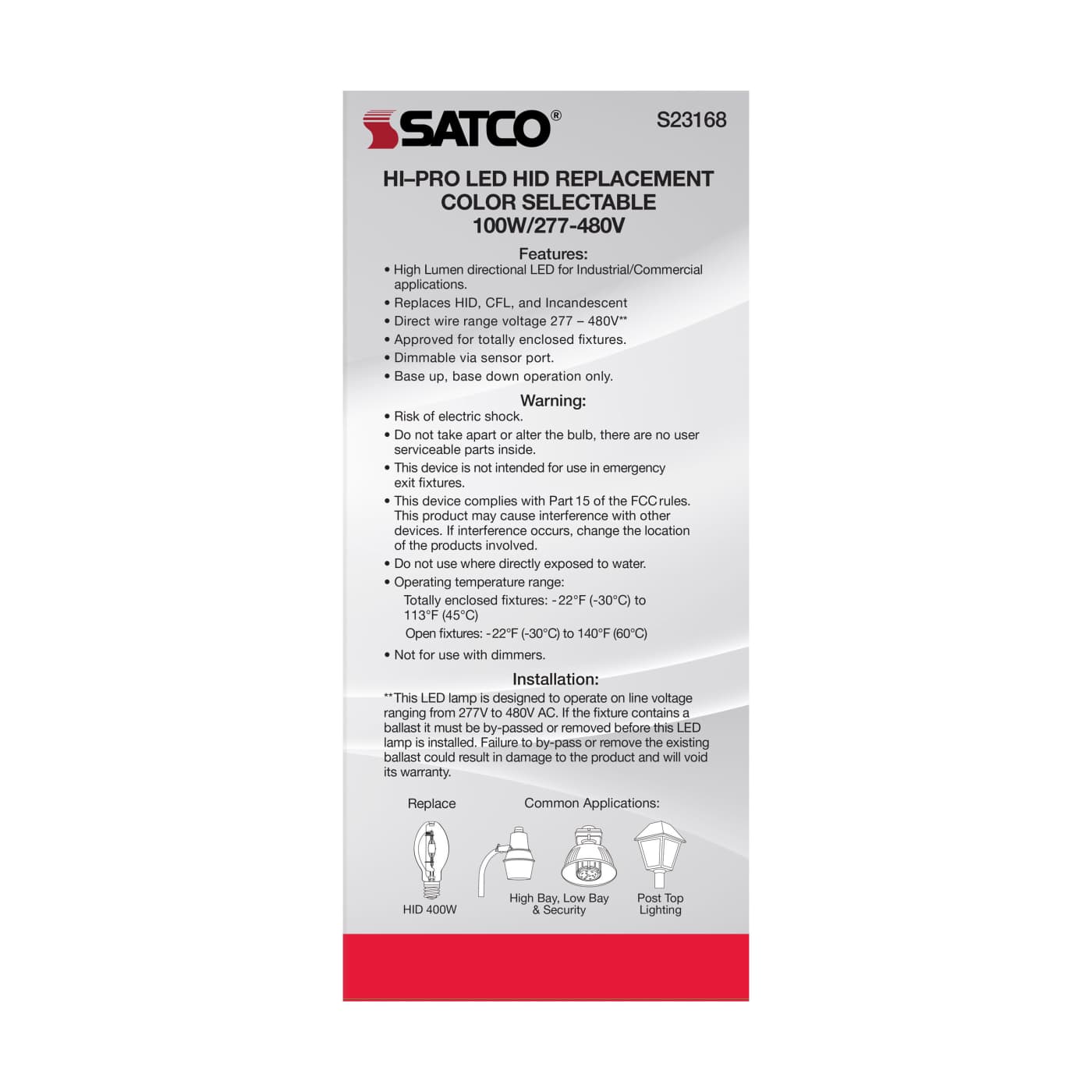 100W/LED/CCT/277-480V/EX39 - S23168