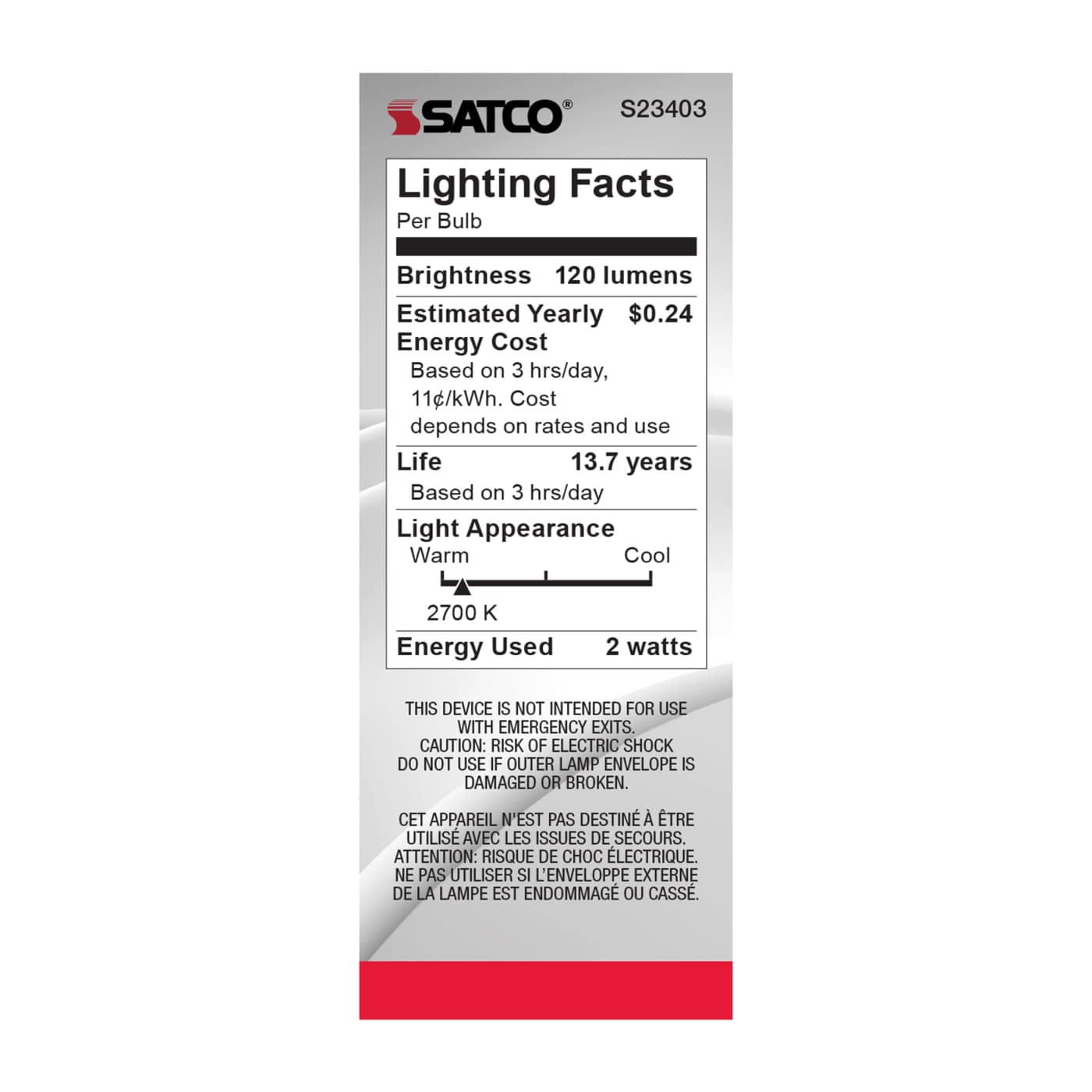 2C11/LED/SA/E26/27K/120V - S23403