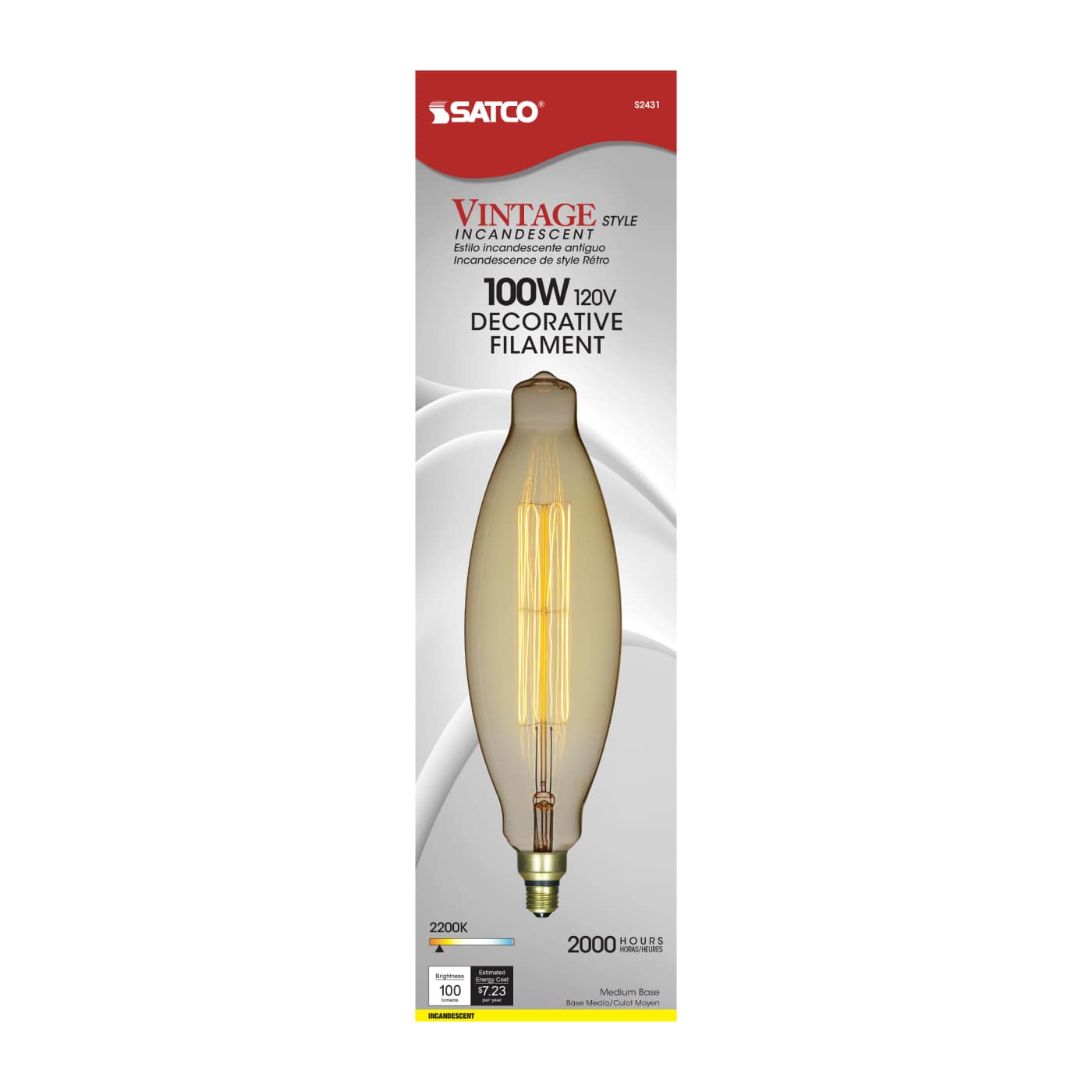 100BT38/AMBER/E26/VINTAGE/120V - S2431