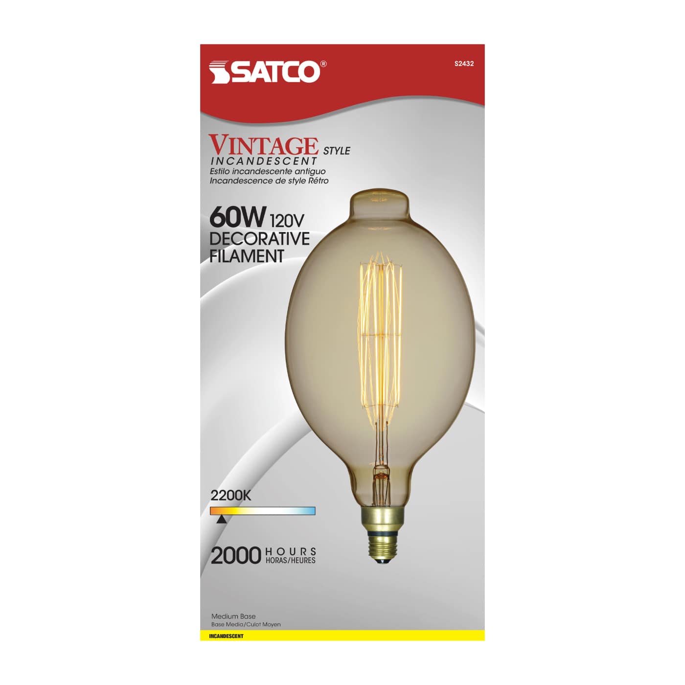 60BT56/AMBER/E26/VINTAGE/120V - S2432