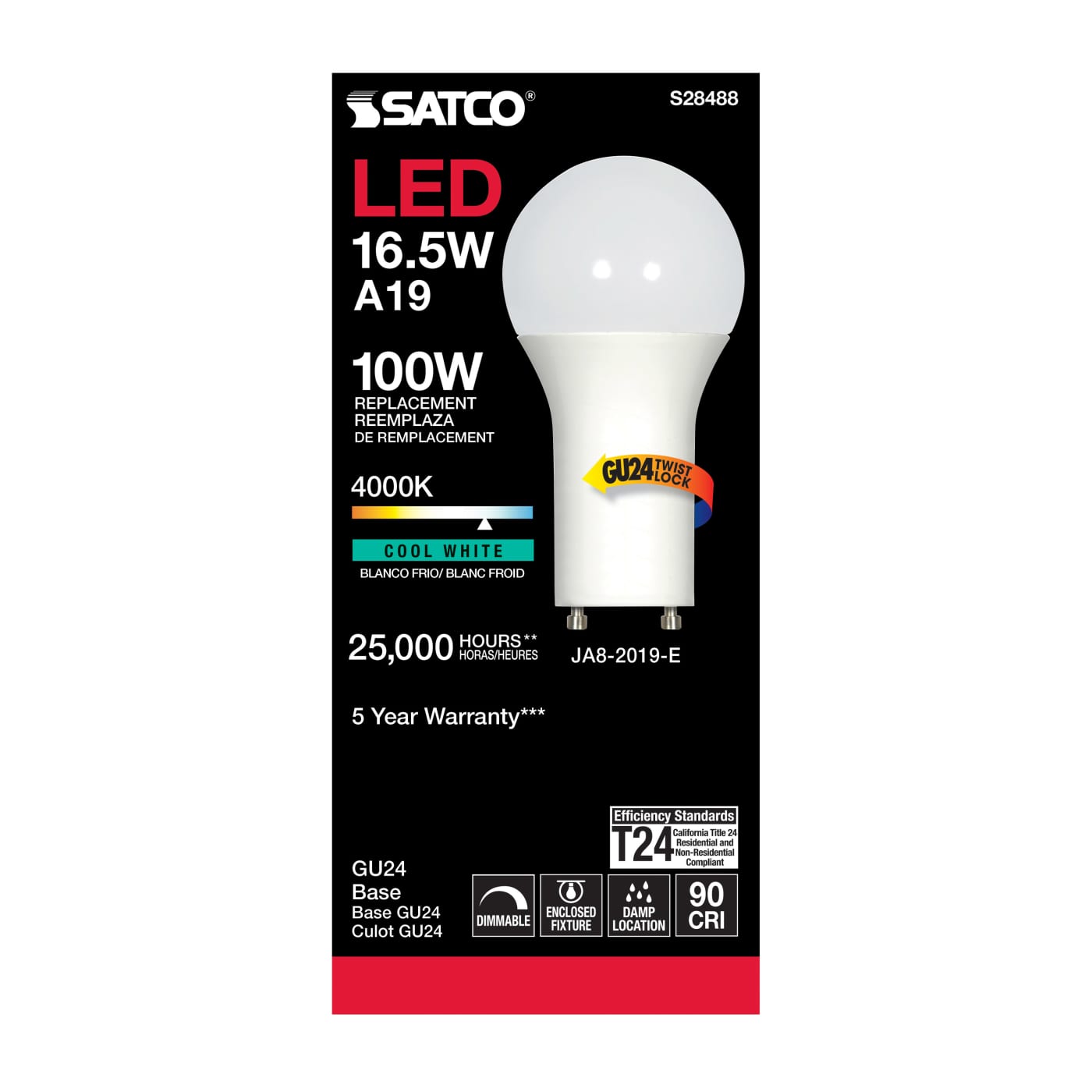 16.5A19LED/940/GU24/120V - S28488