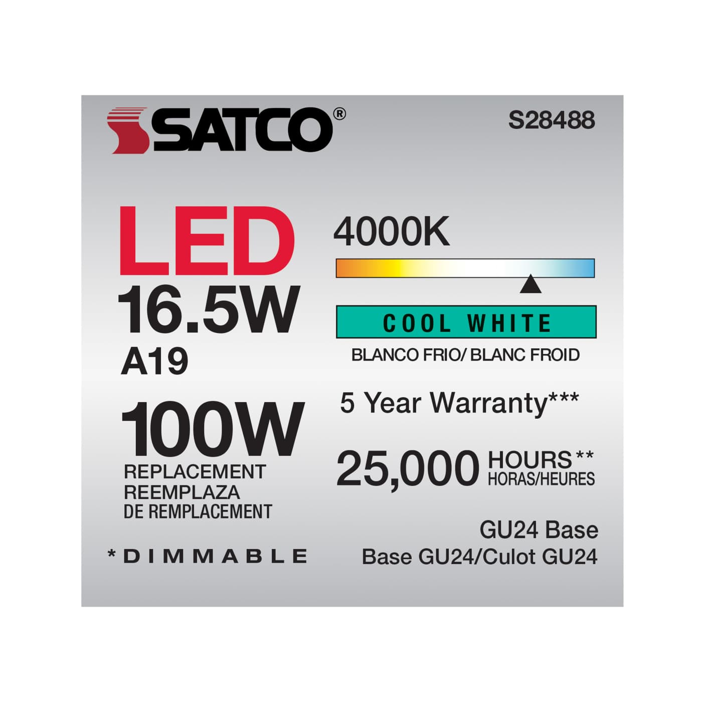 16.5A19LED/940/GU24/120V - S28488