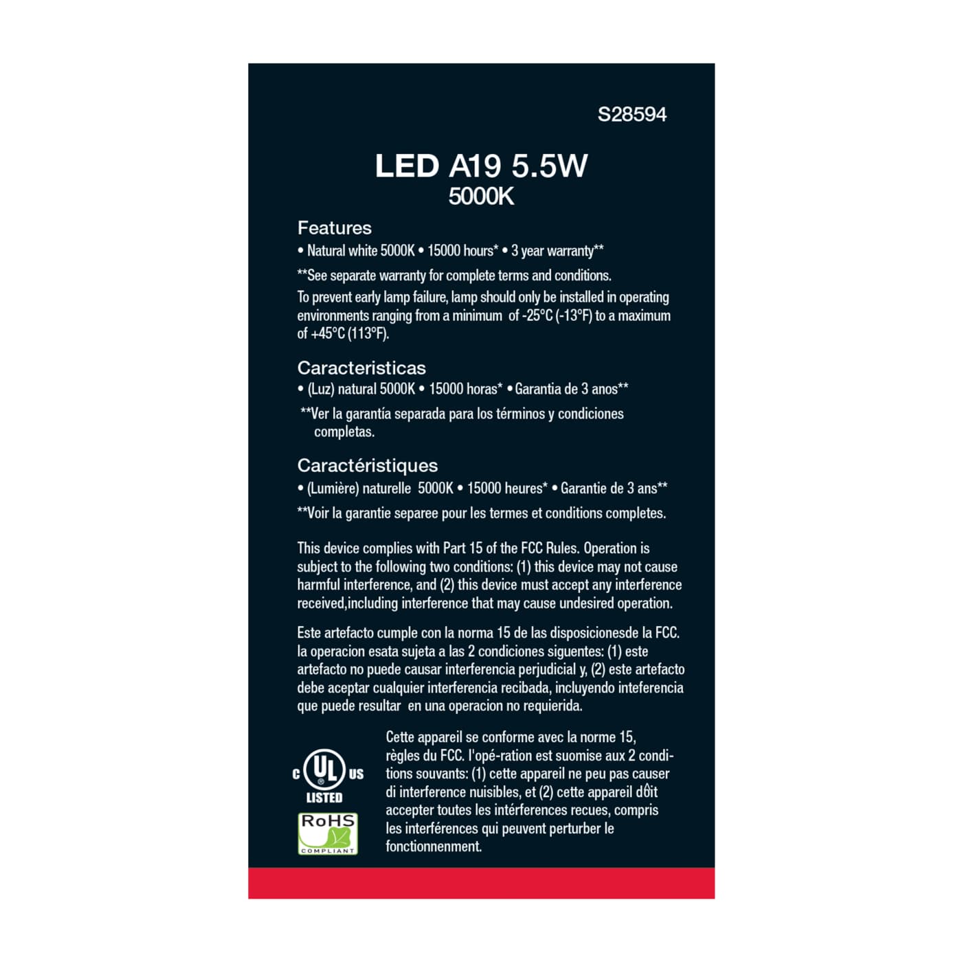 5.5A19/LED/950/120V/ND/4PK - S28594