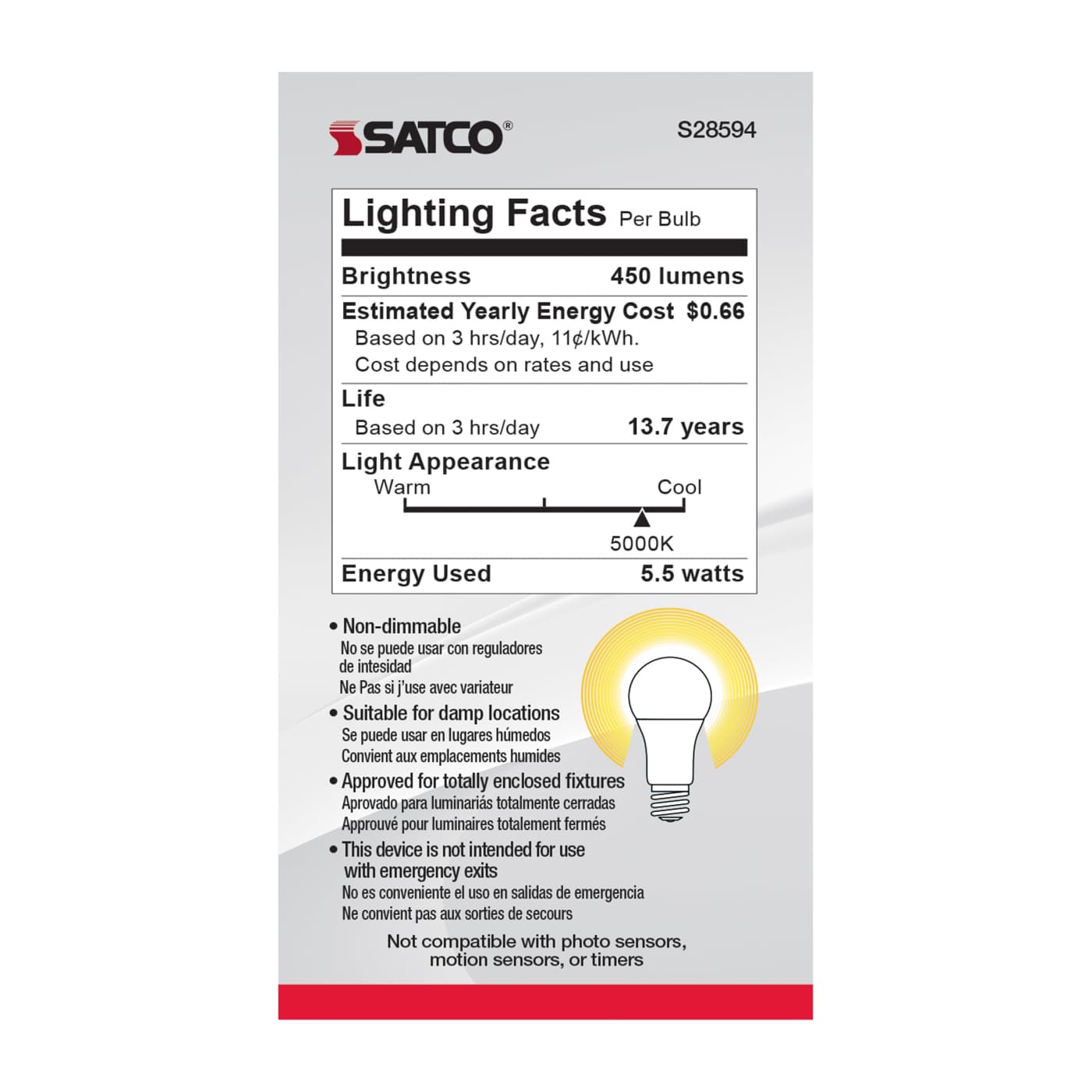 5.5A19/LED/950/120V/ND/4PK - S28594