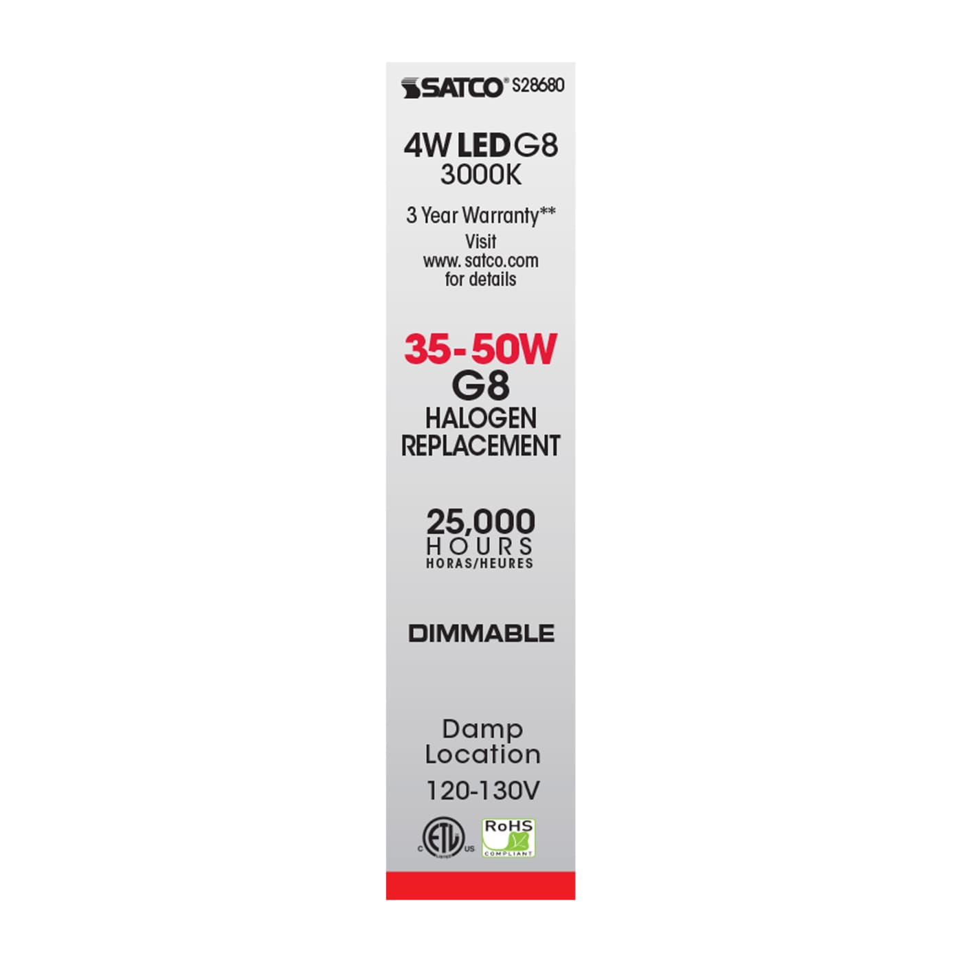 S28680 LED/4W/JCG8/CL/3K/1