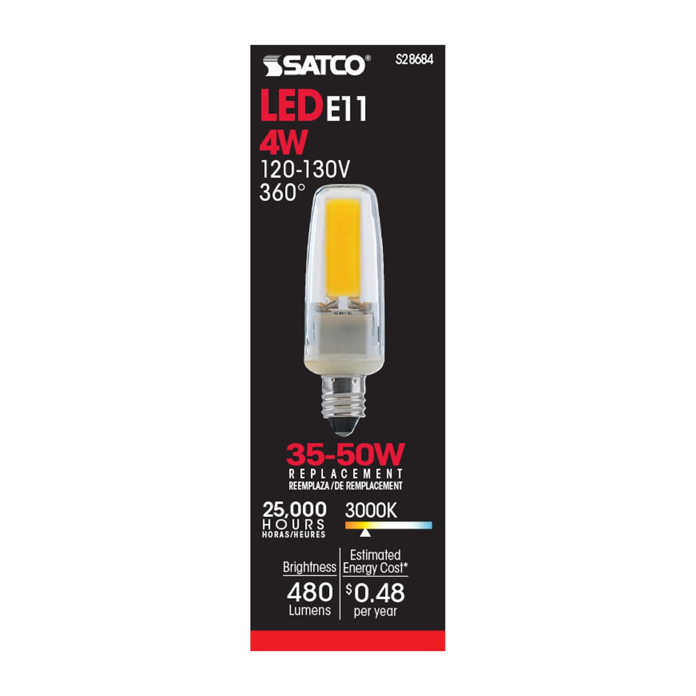 LED/4W/E11/MC/CL/3K/120-130V - S28684