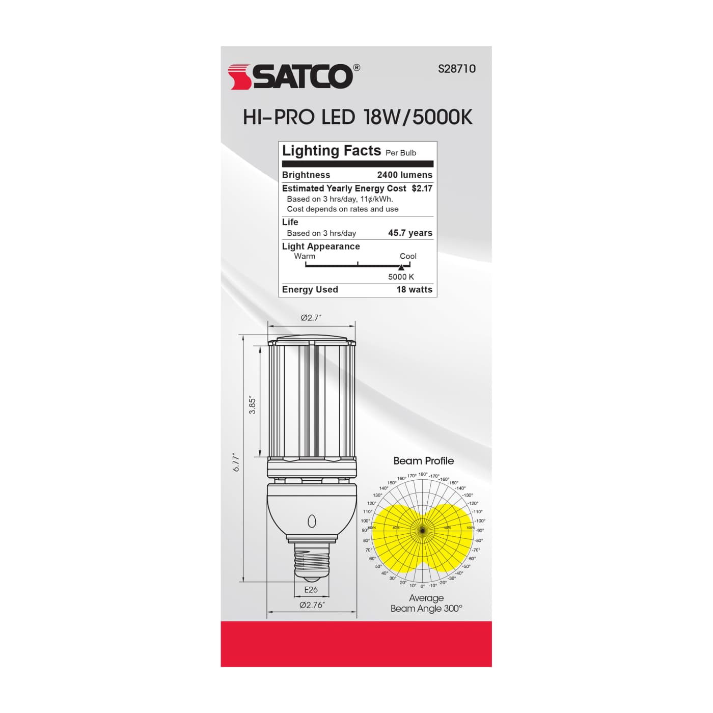 18W/LED/HID/5000K/277-347V E26 - S28710