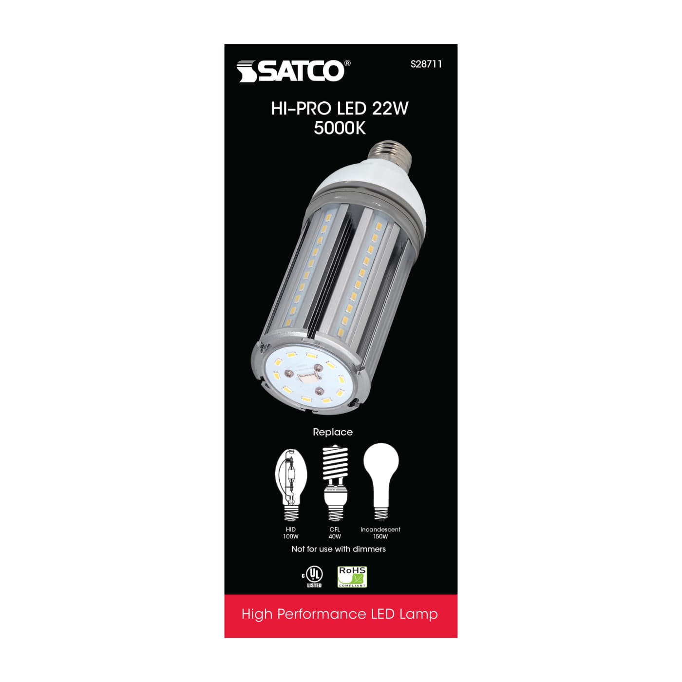 22W/LED/HID/5000K/277-347V/E26 - S28711