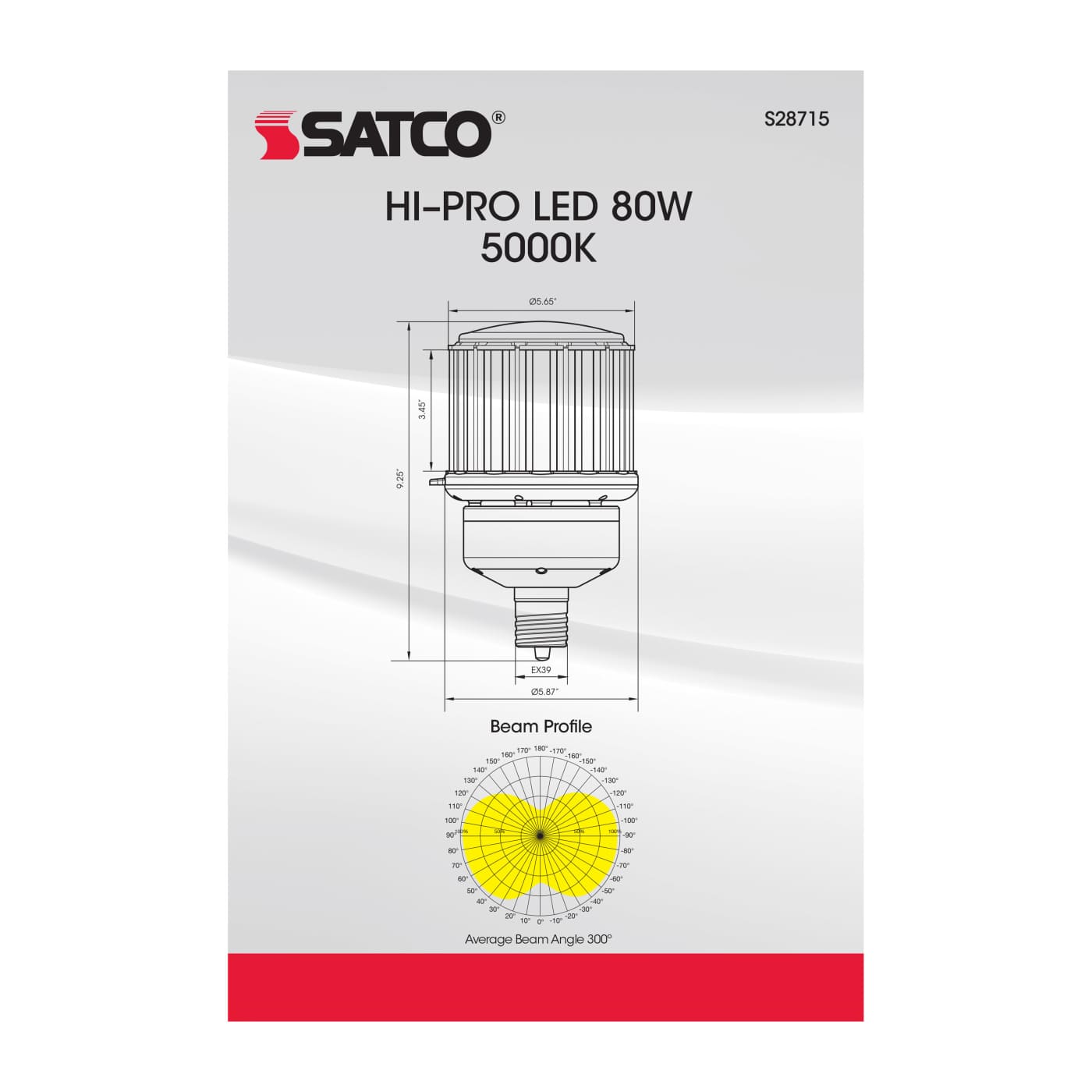 80W/LED/HID/5K/277-347V/EX39 - S28715