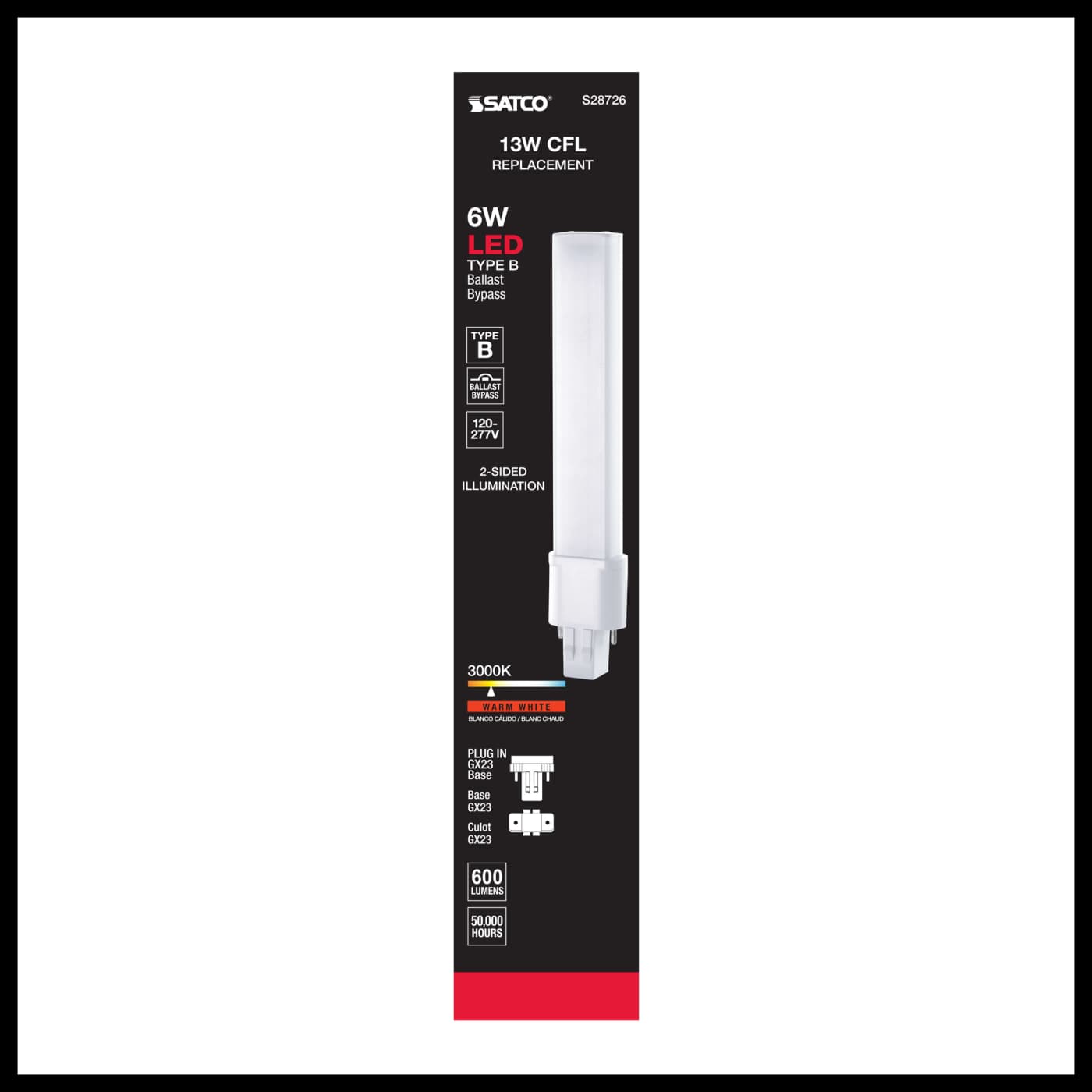 6W/LED/CFL/830/GX23/BP/G2 - S28726