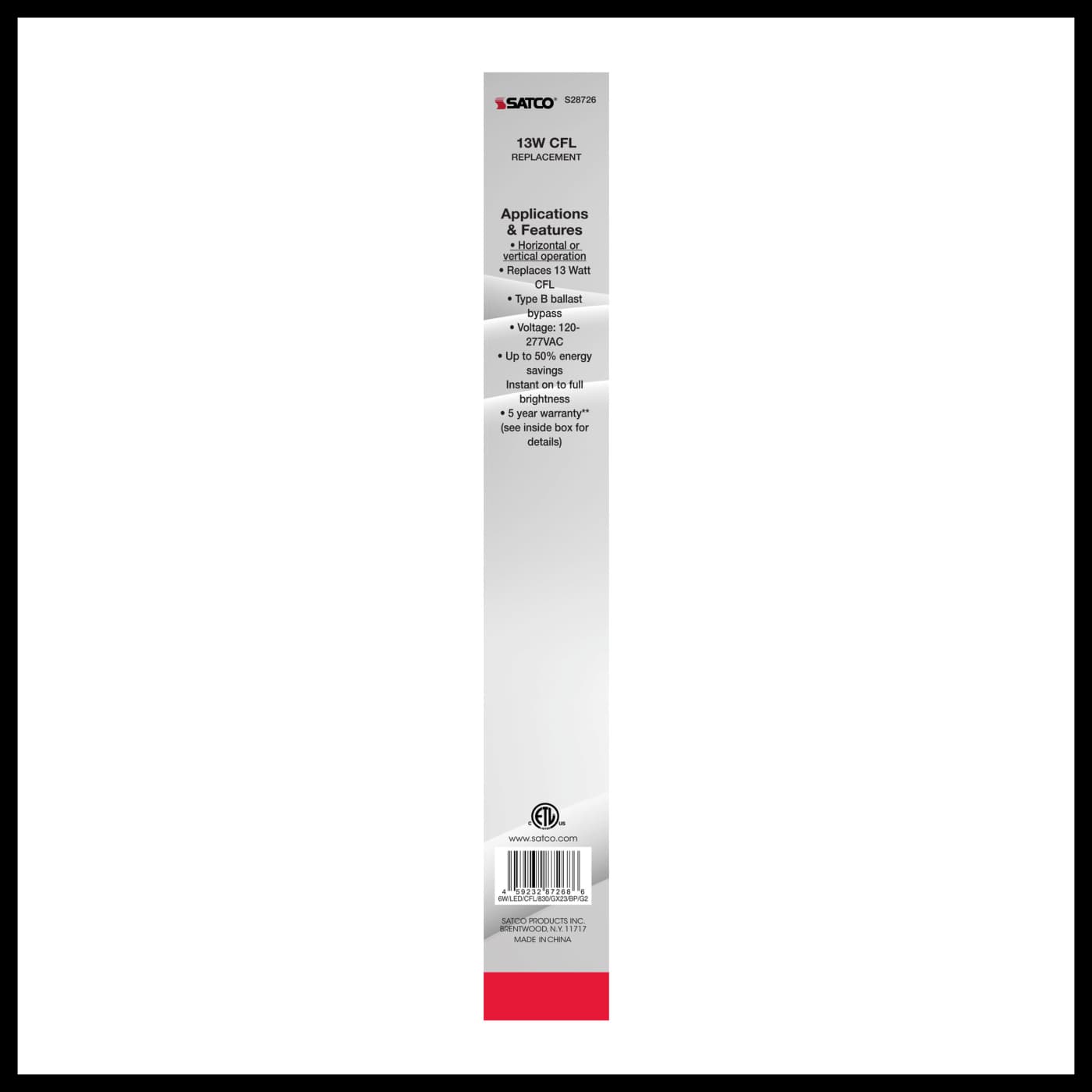 6W/LED/CFL/830/GX23/BP/G2 - S28726