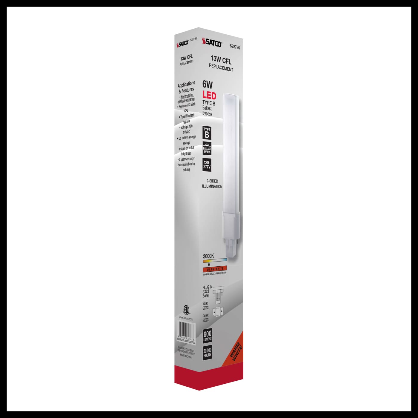 6W/LED/CFL/830/GX23/BP/G2 - S28726