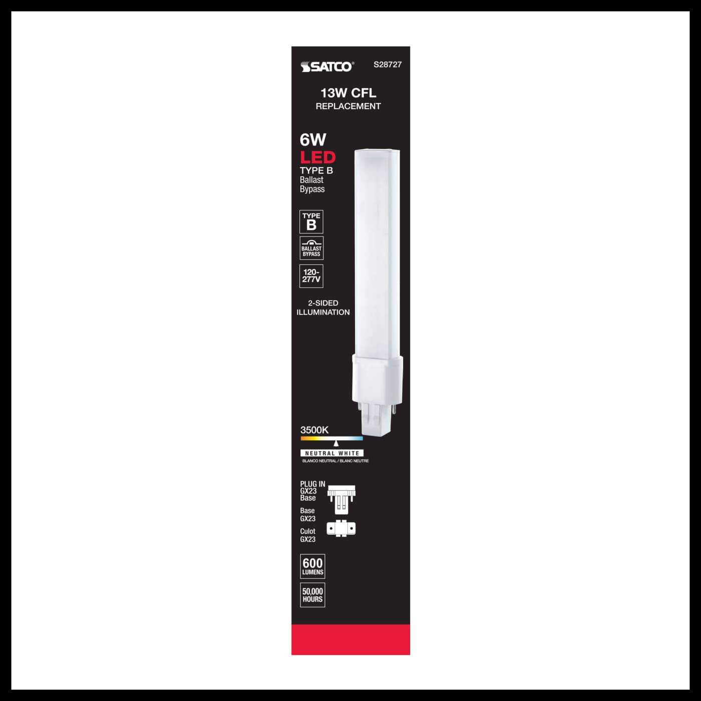 6W/LED/CFL/835/GX23/BP/G2 - S28727