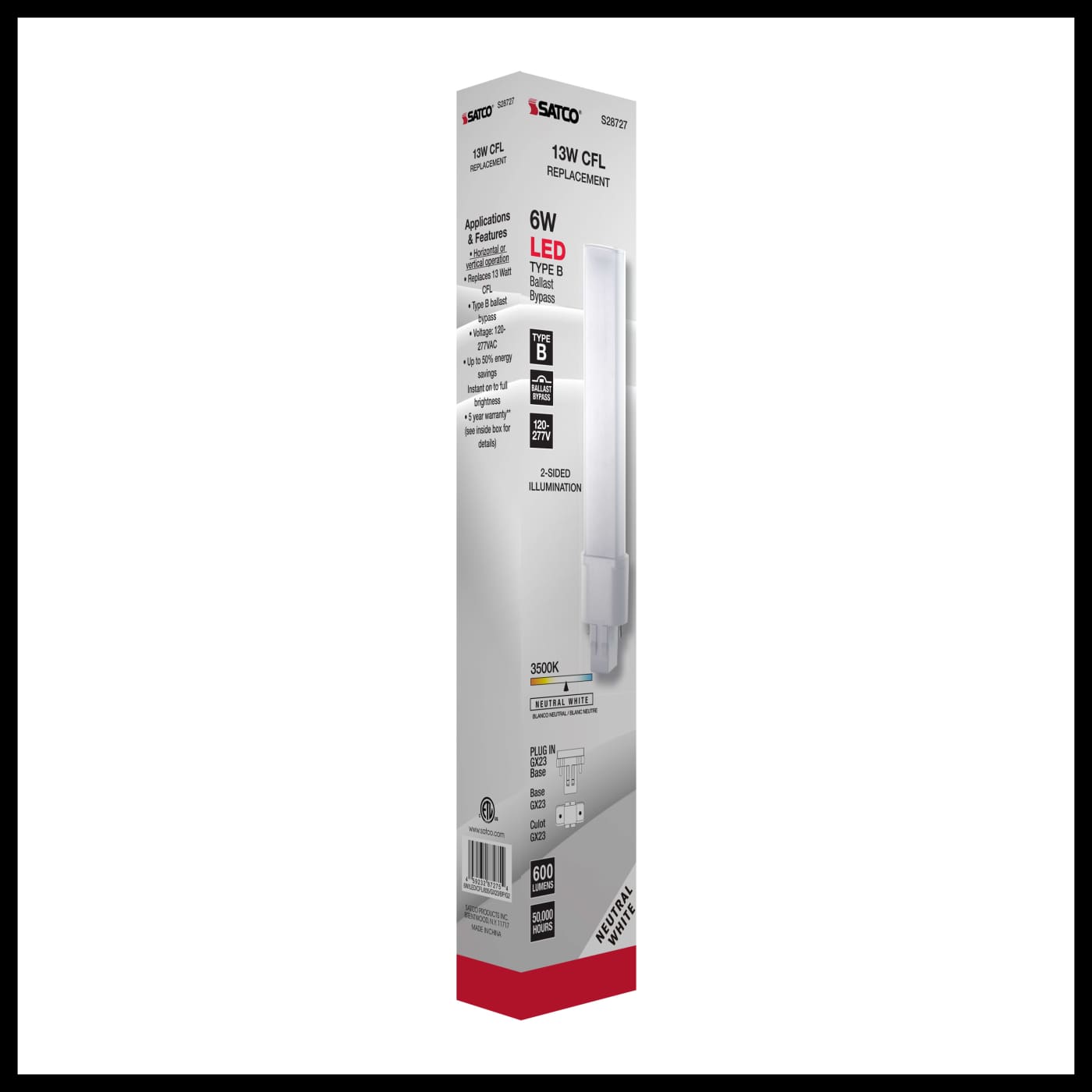 6W/LED/CFL/835/GX23/BP/G2 - S28727