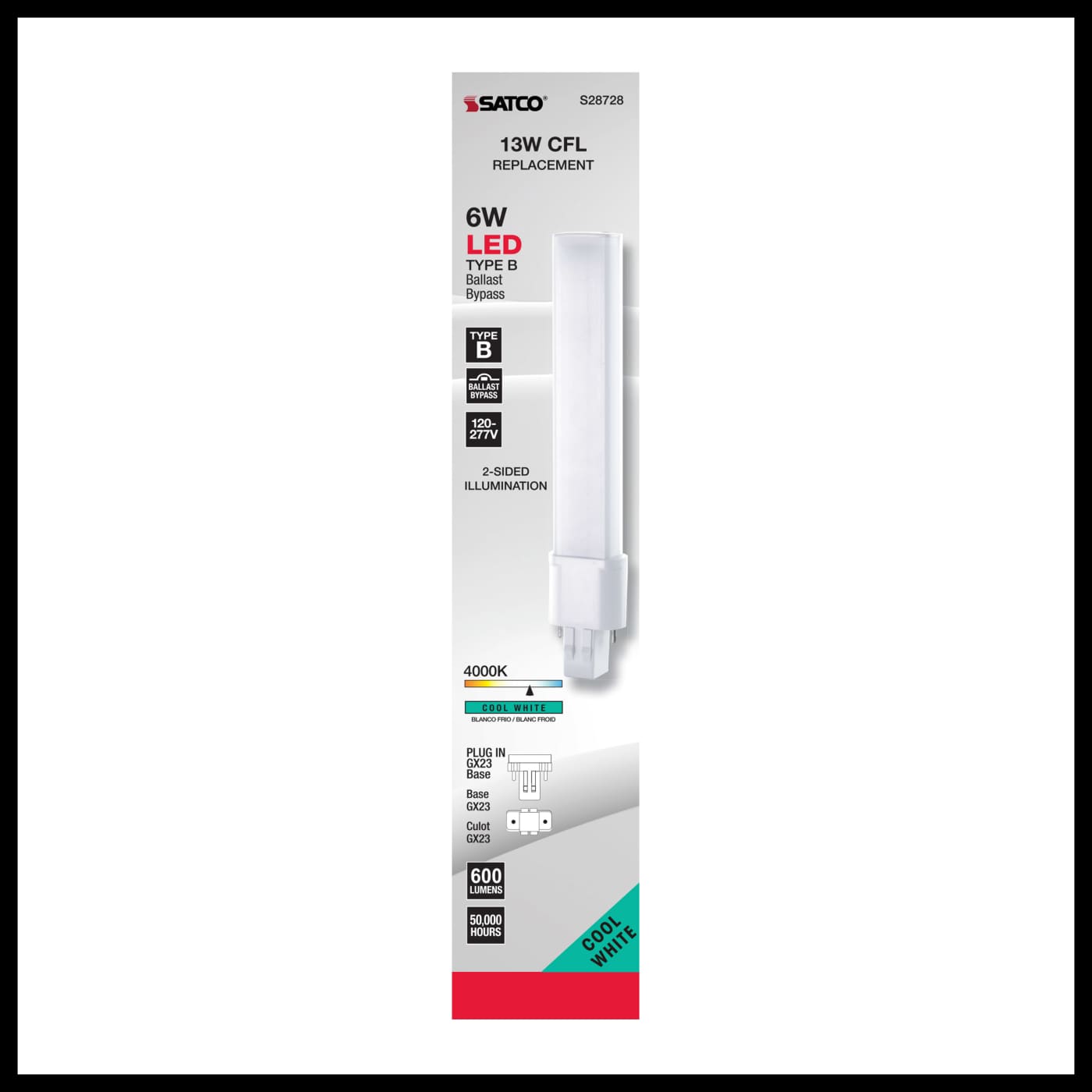 6W/LED/CFL/840/GX23/BP/G2 - S28728