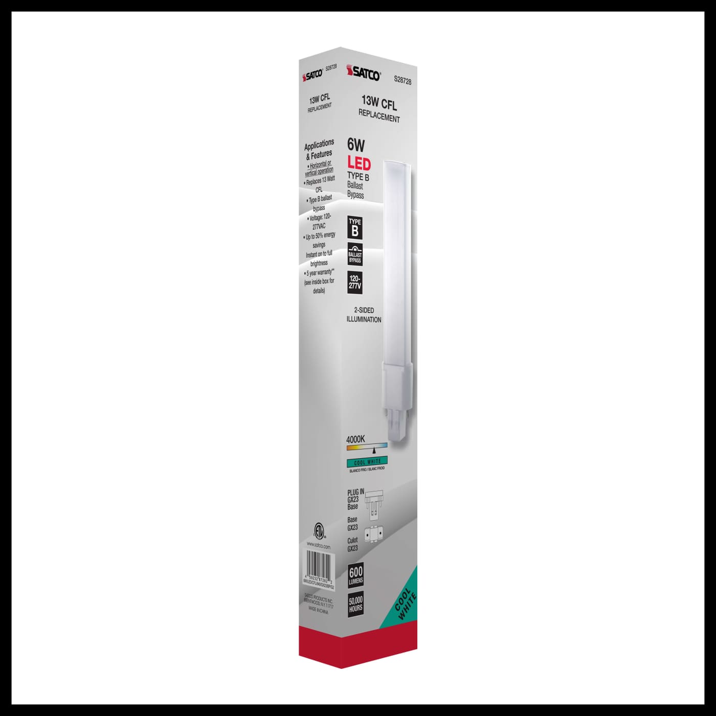 6W/LED/CFL/840/GX23/BP/G2 - S28728