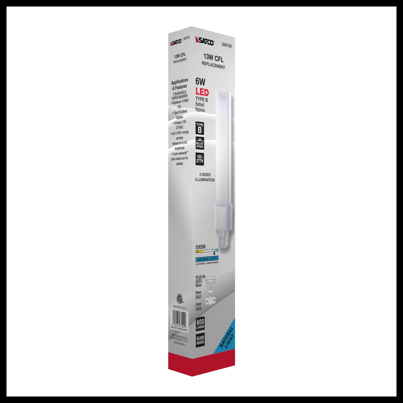 6W/LED/CFL/850/GX23/BP/G2 - S28729