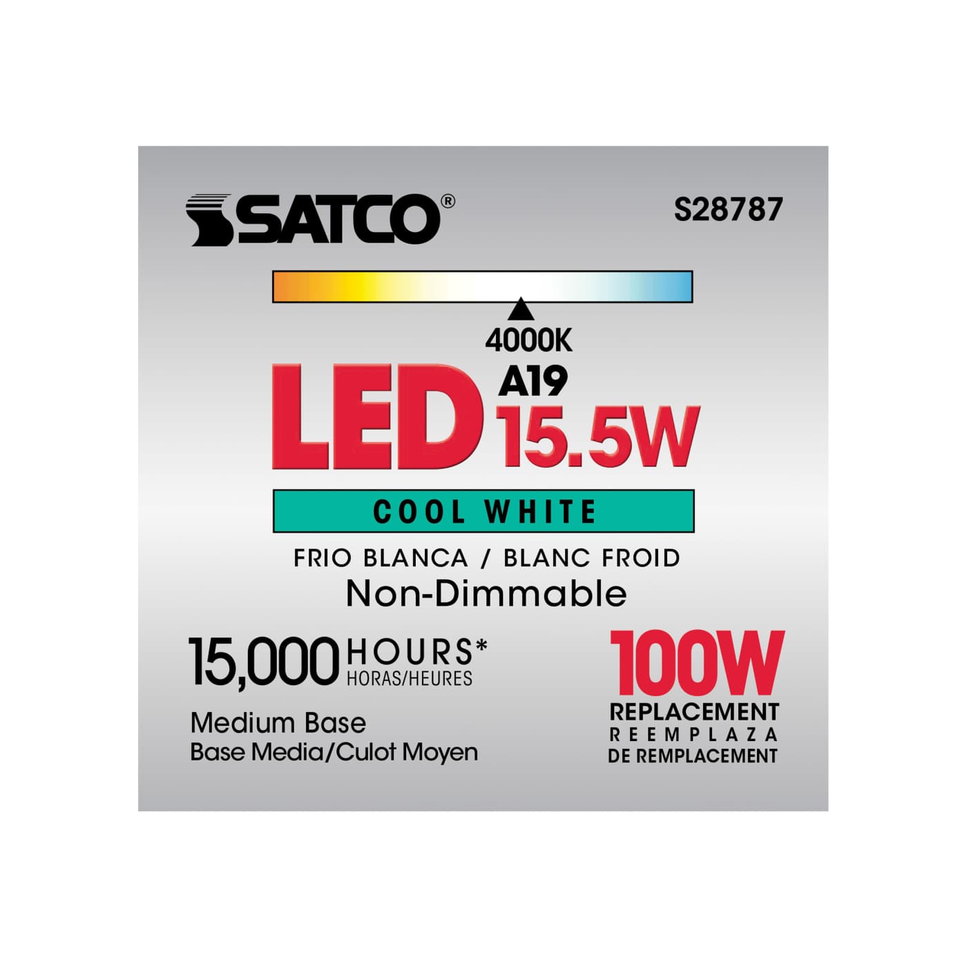15.5A19/LED/40K/ND/120V - S28787
