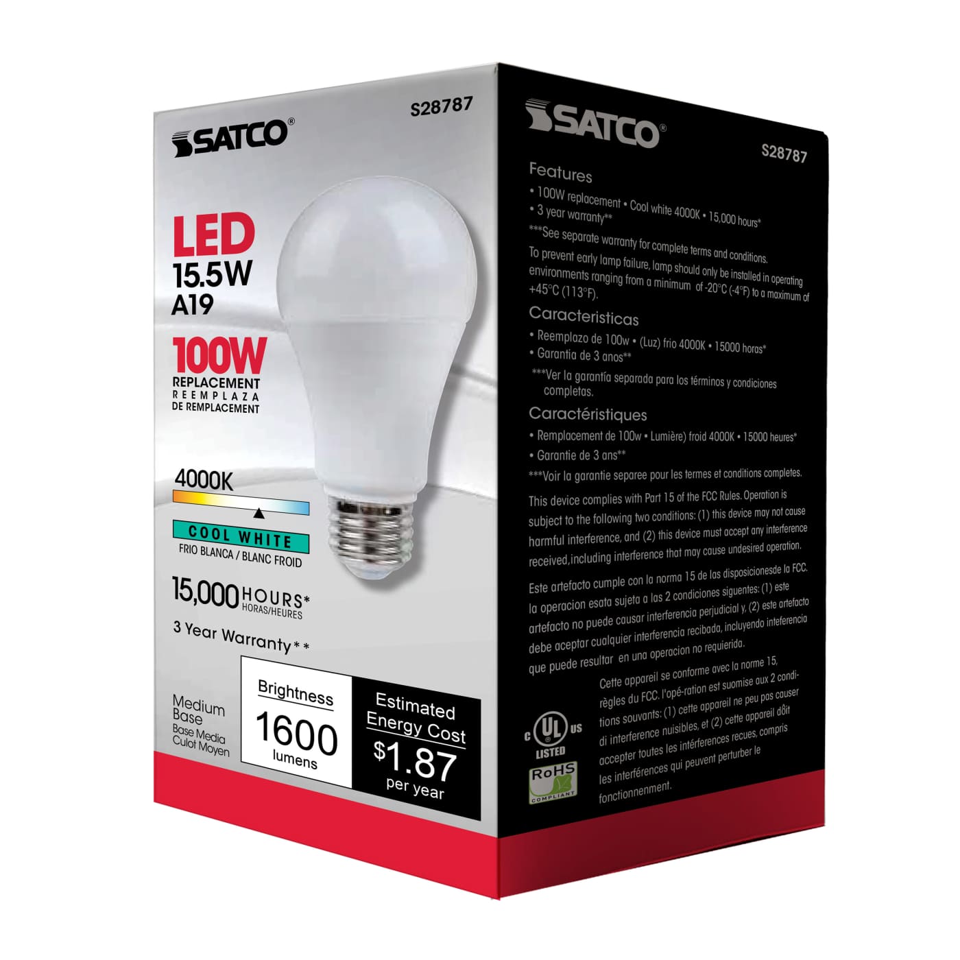 15.5A19/LED/40K/ND/120V - S28787